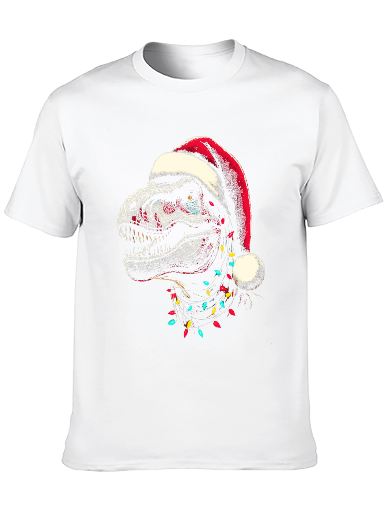 Dino Christmas T-Shirt - Santa Hat Trex