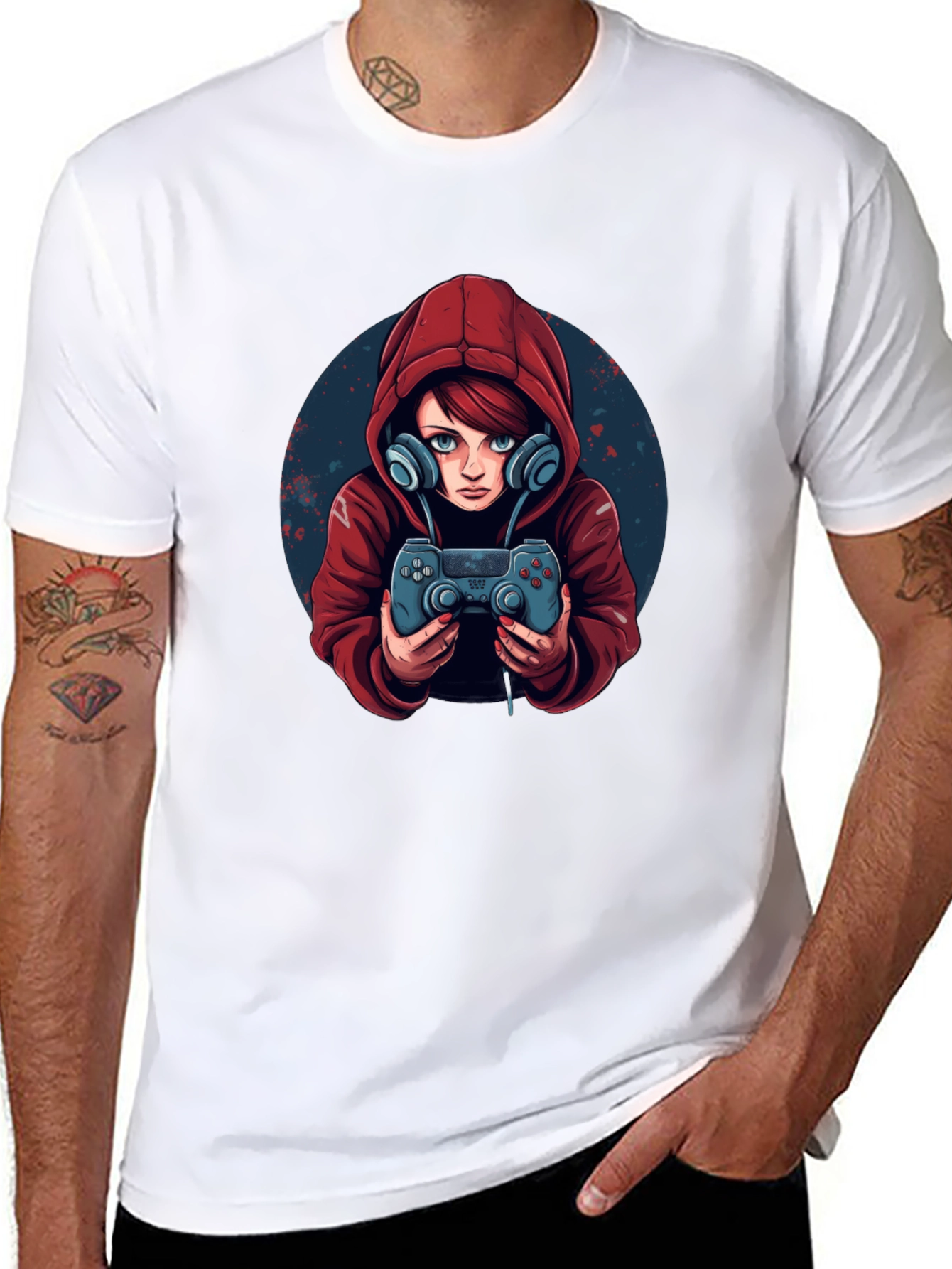 Gamer Girl Graphic Tee - Black Cotton Blend