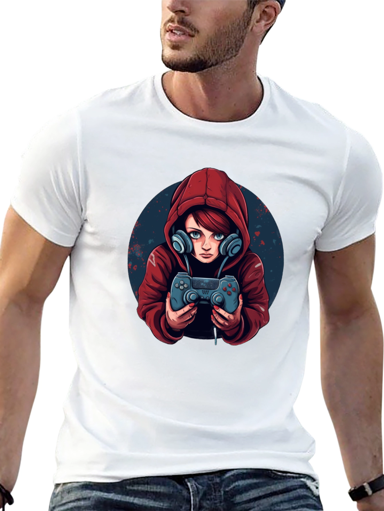 Gamer Girl Graphic Tee - Black Cotton Blend