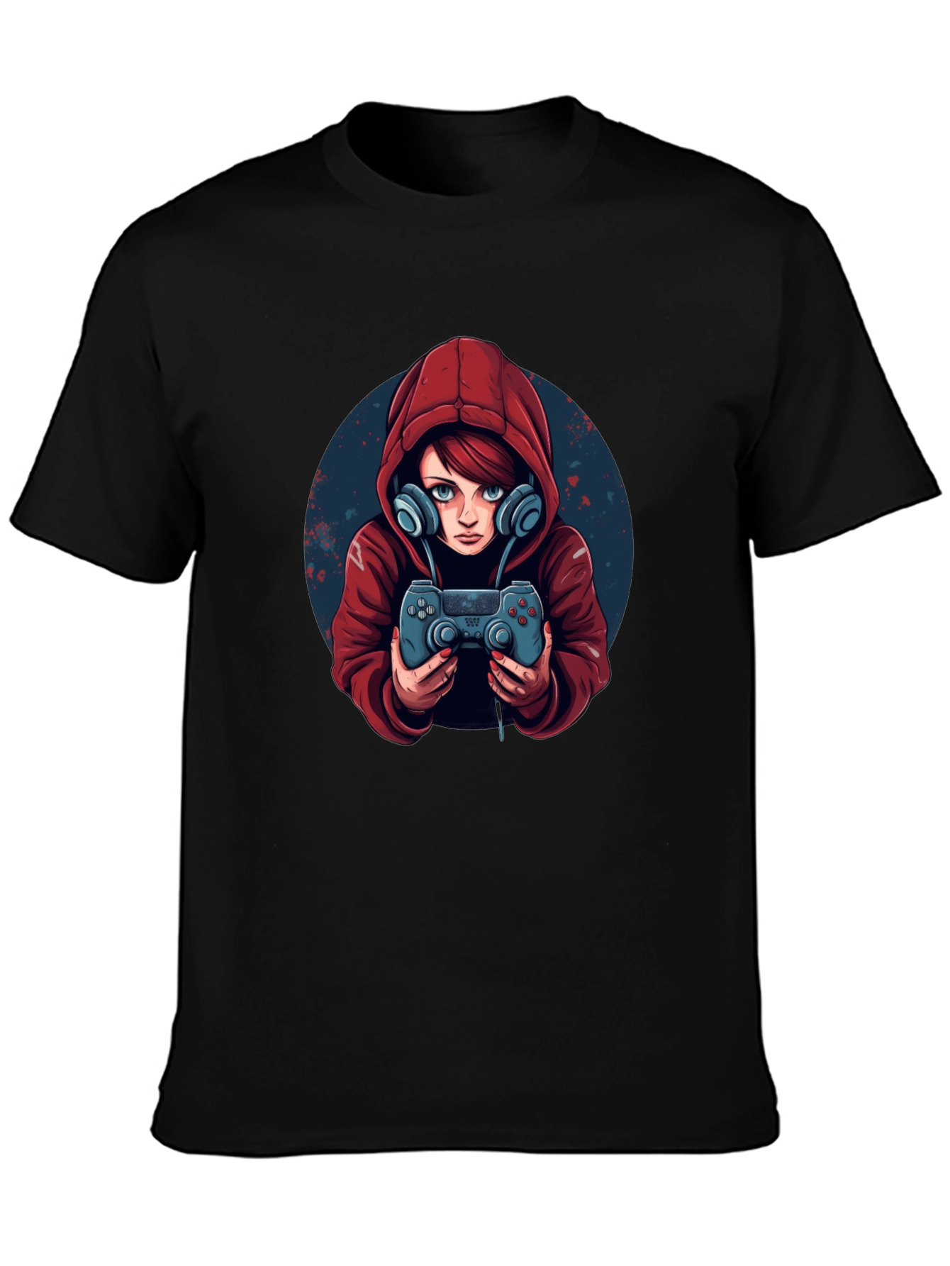 Gamer Girl Graphic Tee - Black Cotton Blend
