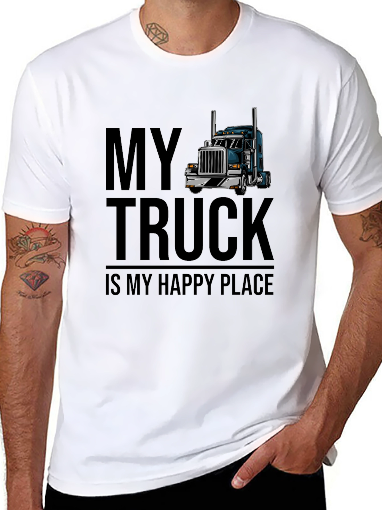Truckers Happy Place T-Shirt - Cool Truck Graphic Tee