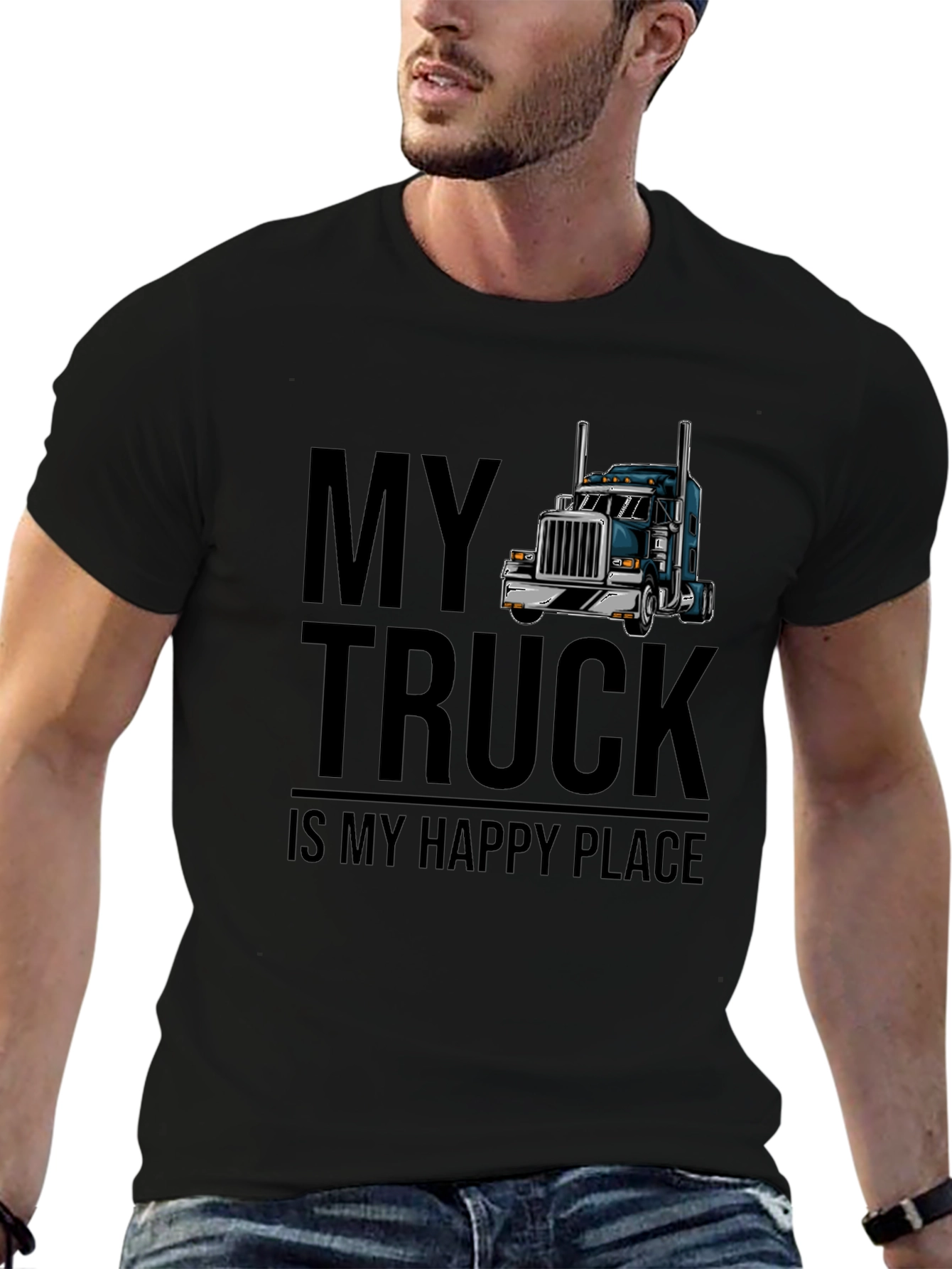 Truckers Happy Place T-Shirt - Cool Truck Graphic Tee