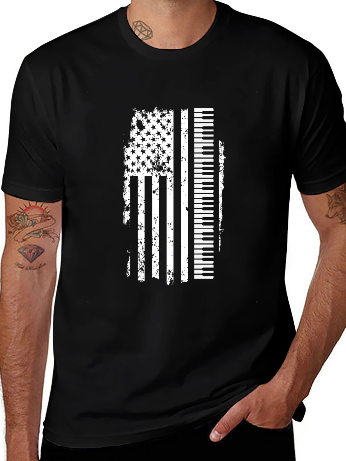 Piano American Flag Graphic Tee