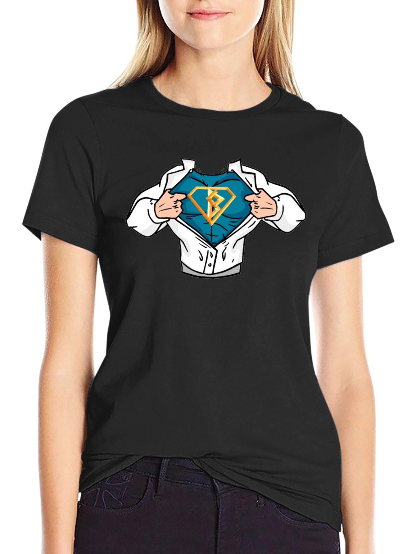 Superhero Reveal T-Shirt - Bold Diamond Design