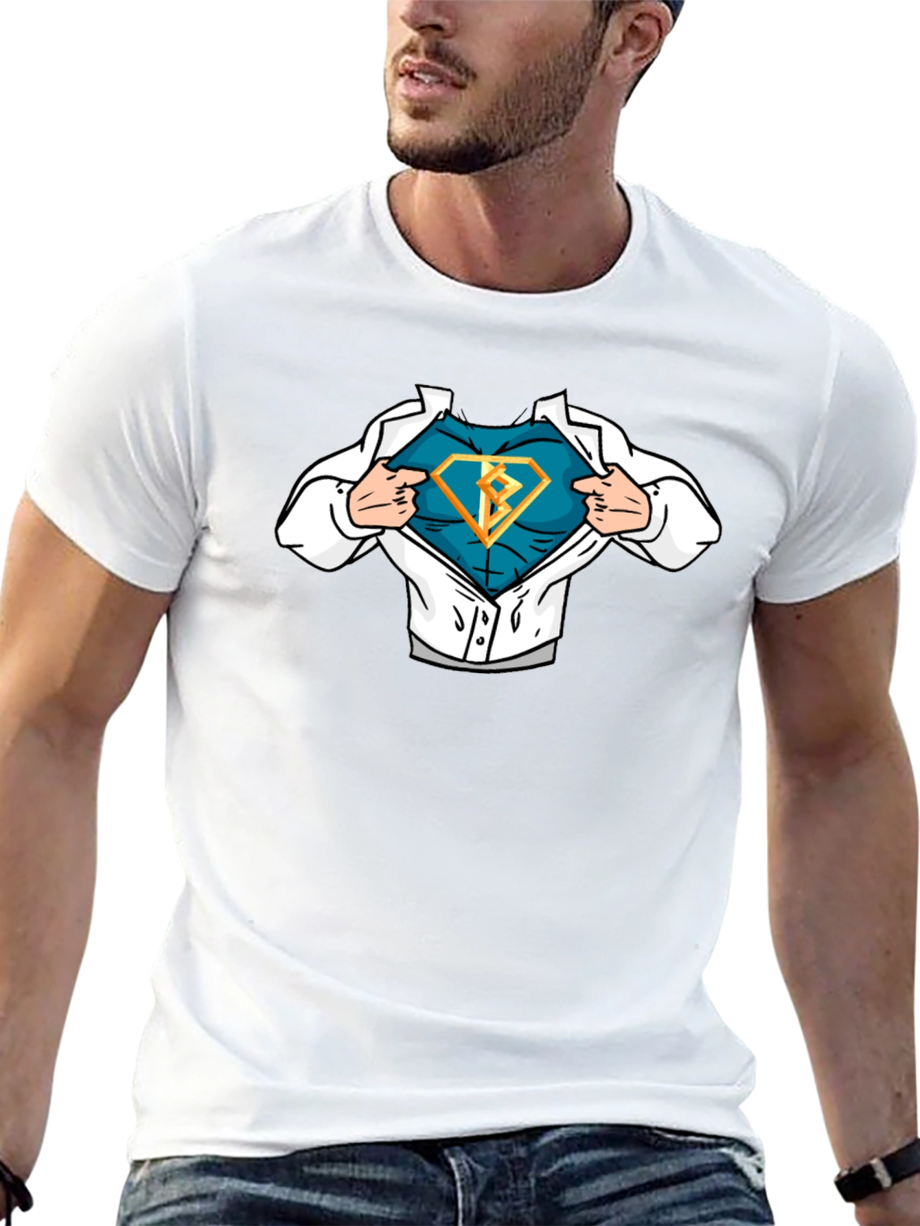 Superhero Reveal T-Shirt - Bold Diamond Design