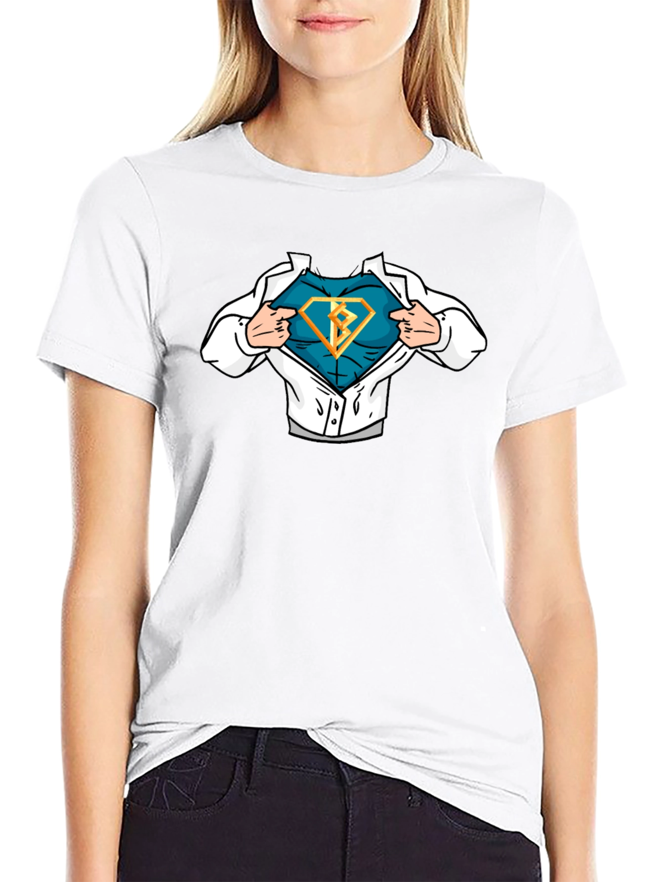 Superhero Reveal T-Shirt - Bold Diamond Design
