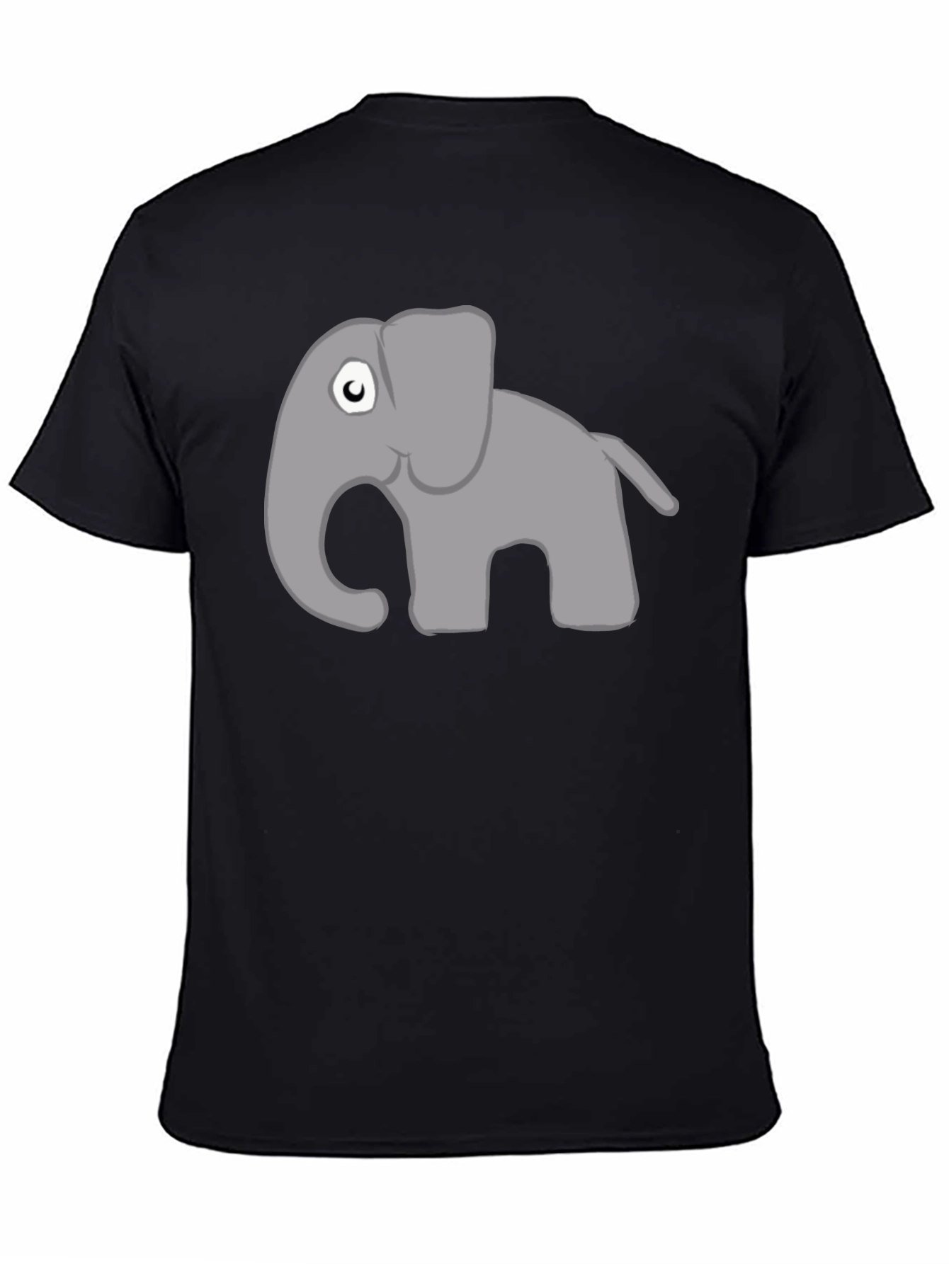 Cartoon Elephant Graphic Tee - Black