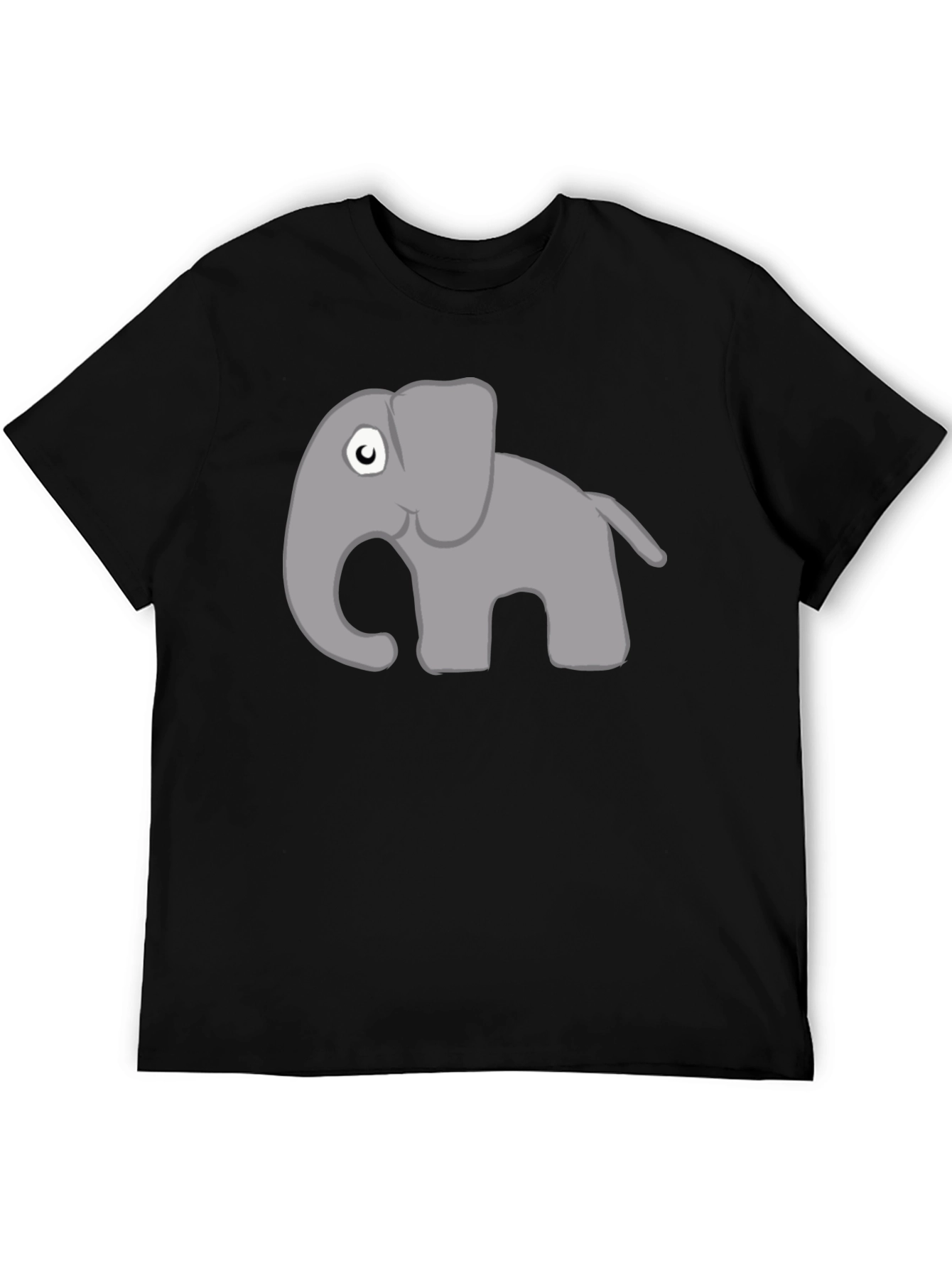 Cartoon Elephant Graphic Tee - Black