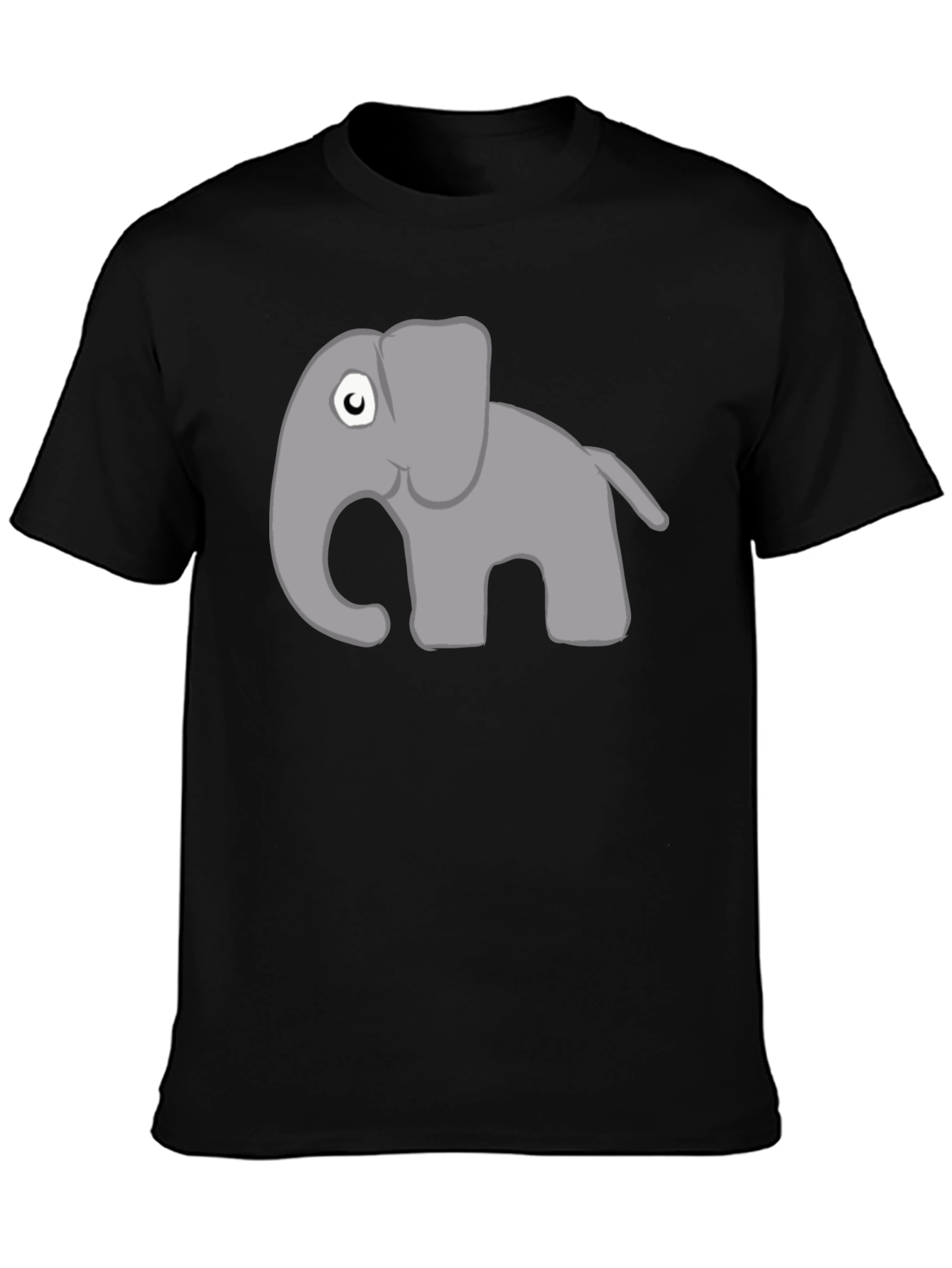 Cartoon Elephant Graphic Tee - Black