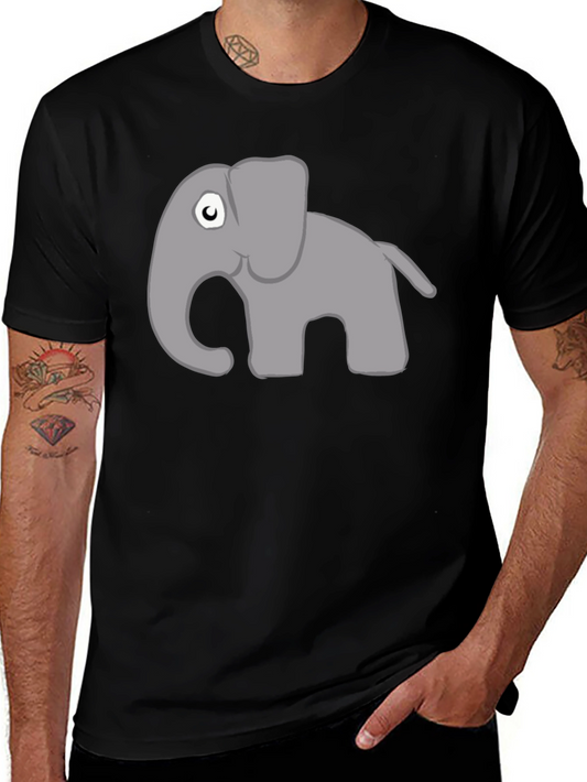 Cartoon Elephant Graphic Tee - Black
