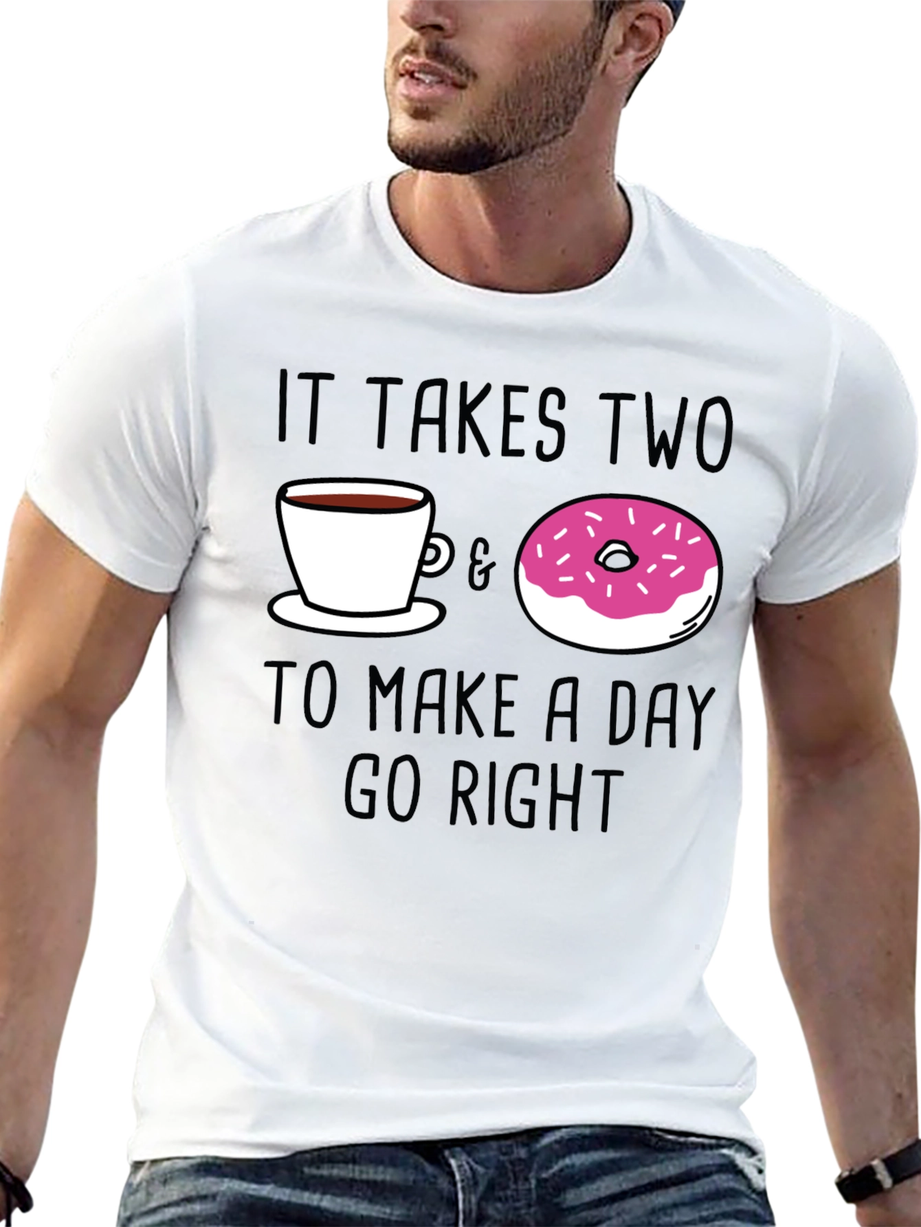 Coffee & Donut Day Right Black Graphic Tee