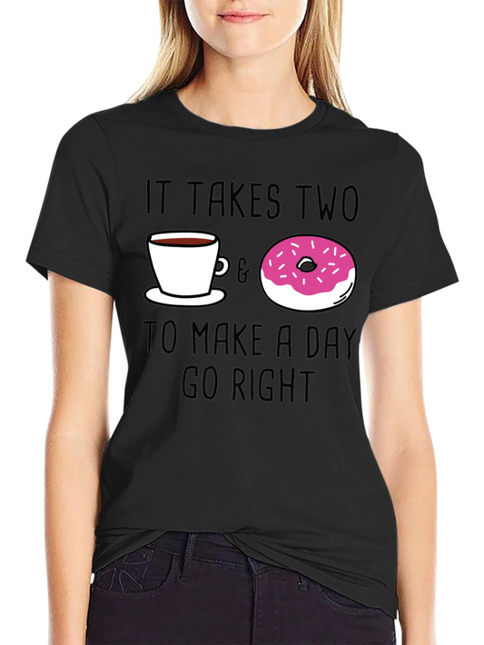 Coffee & Donut Day Right Black Graphic Tee