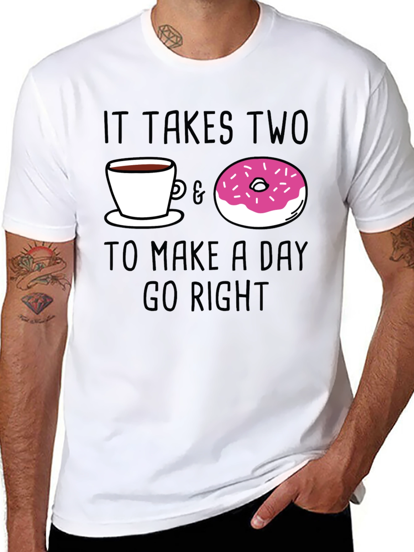 Coffee & Donut Day Right Black Graphic Tee
