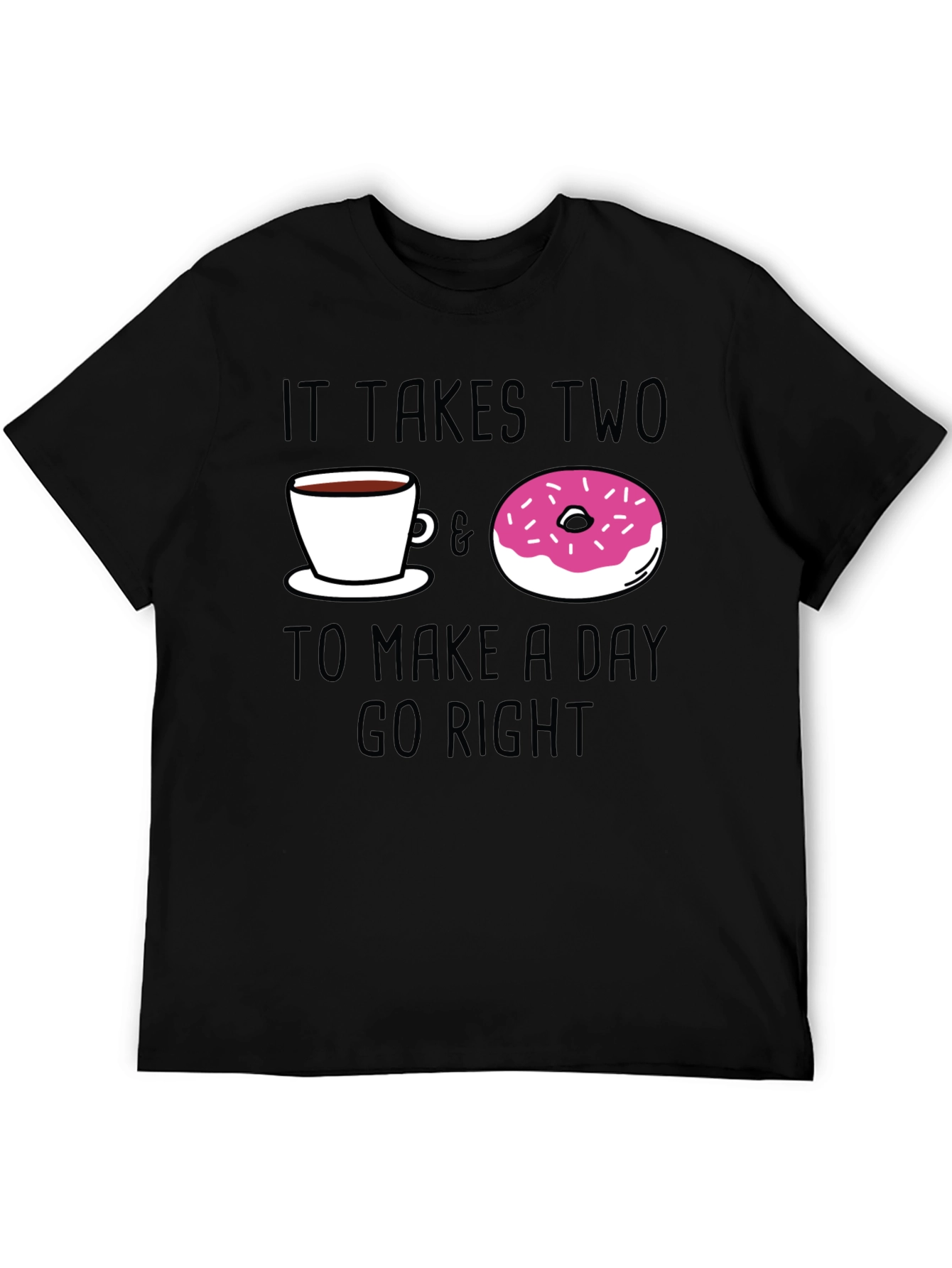 Coffee & Donut Day Right Black Graphic Tee