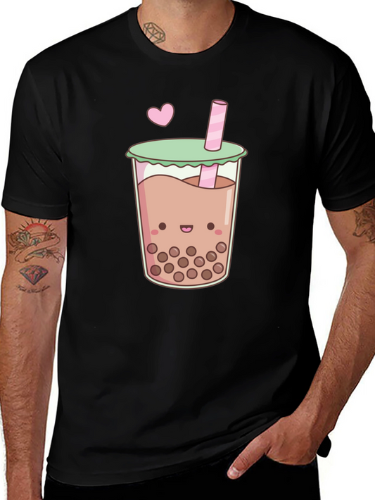 Cute Boba Tea Graphic Tee - Black