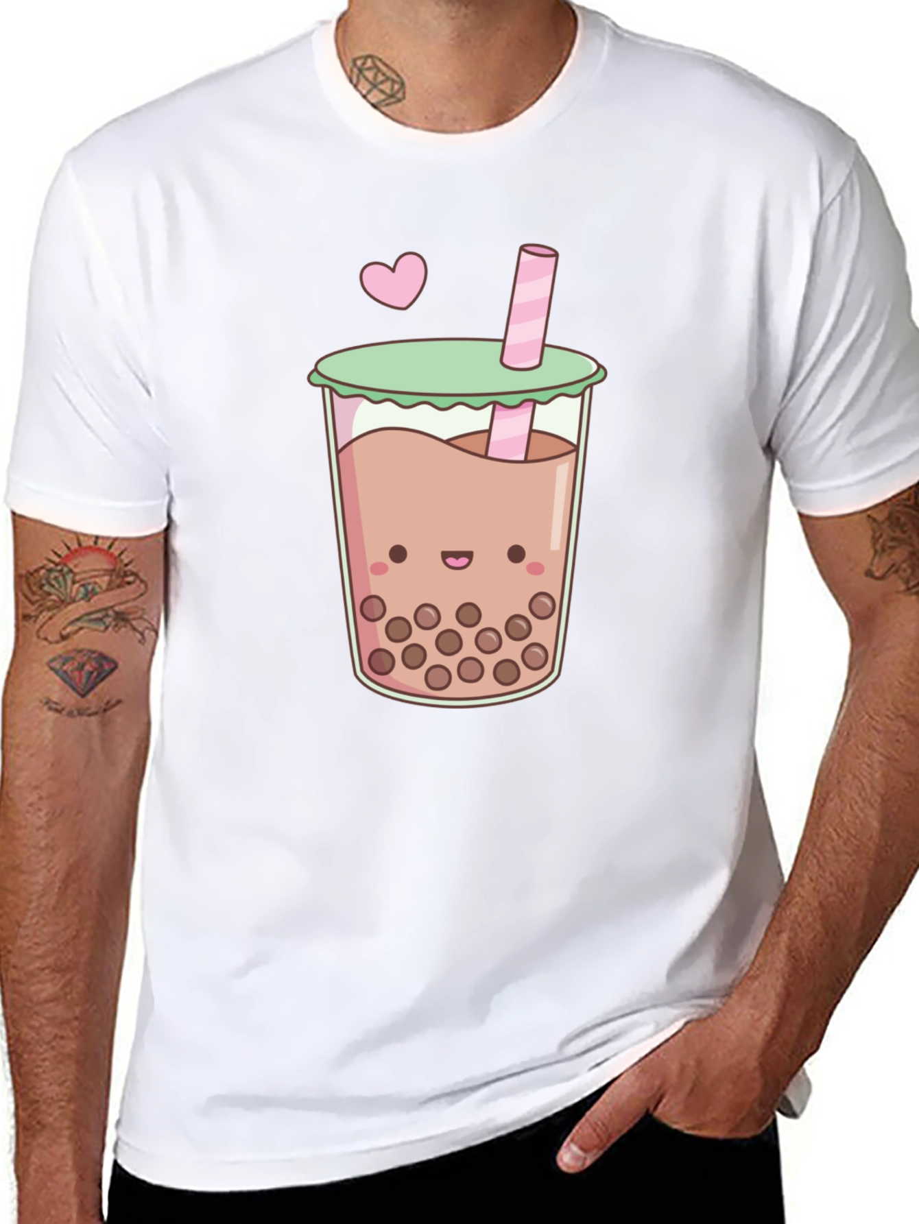 Cute Boba Tea Graphic Tee - Black