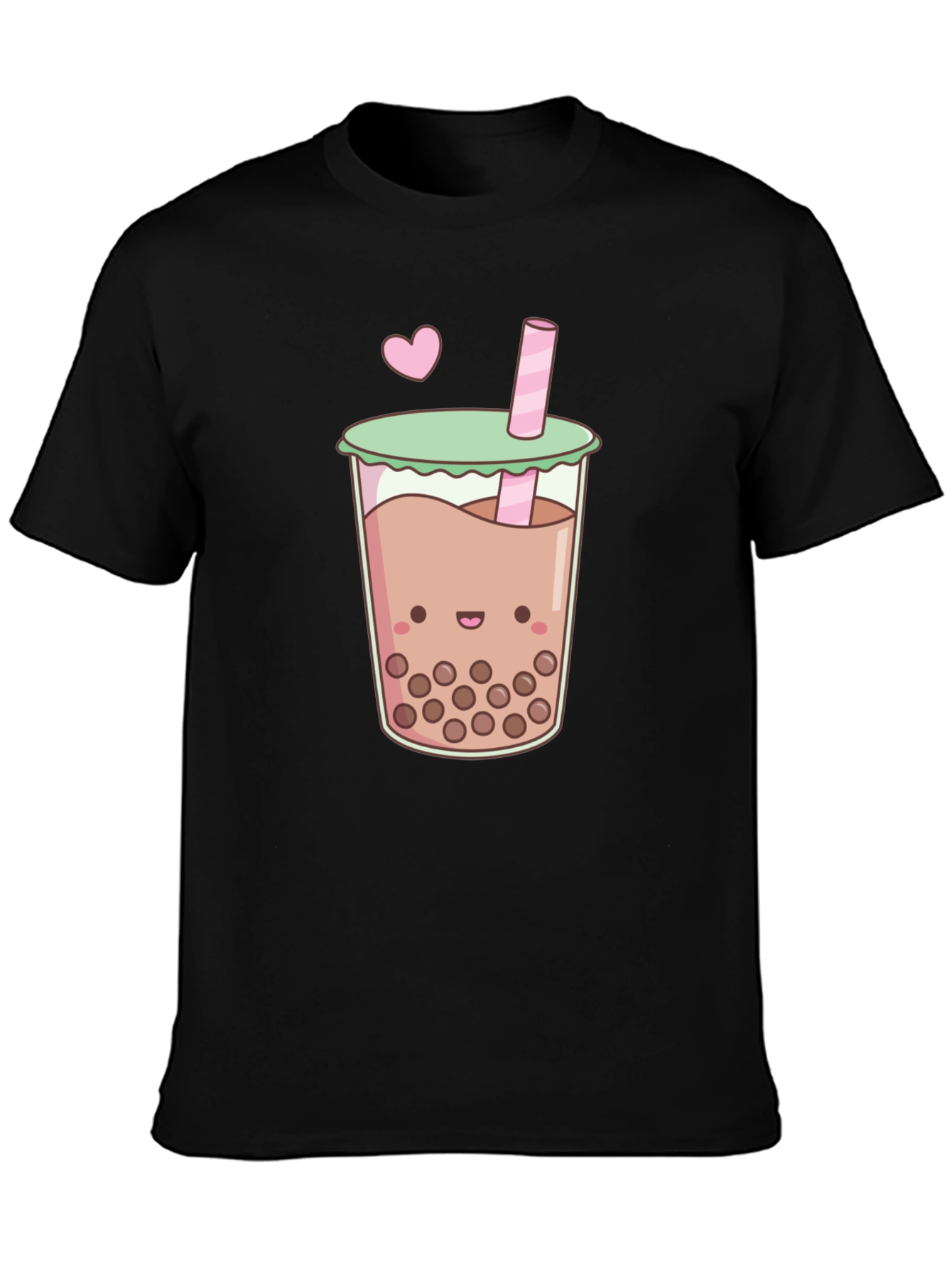 Cute Boba Tea Graphic Tee - Black