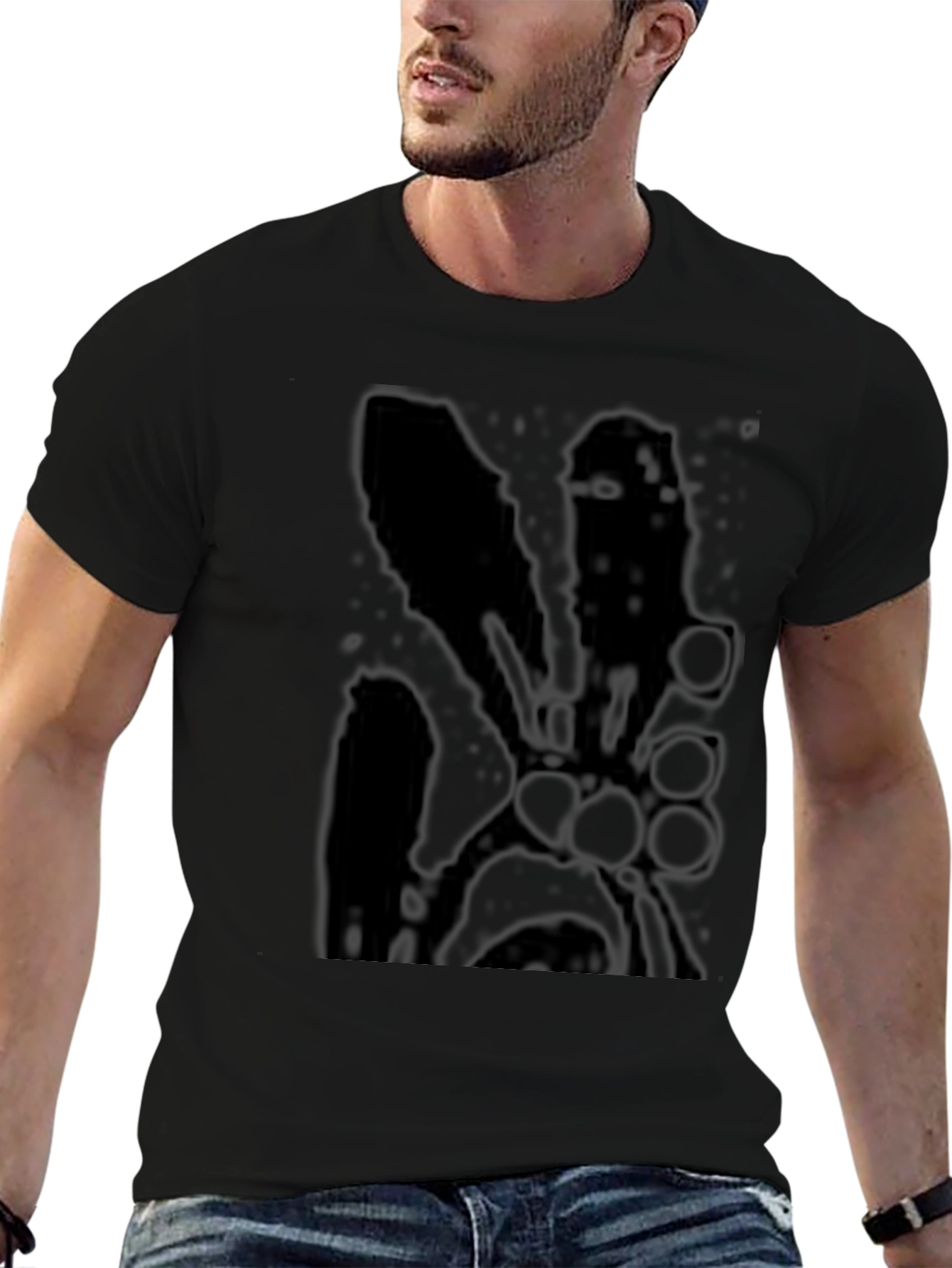 Black Graphic Print Crew Neck T-Shirt