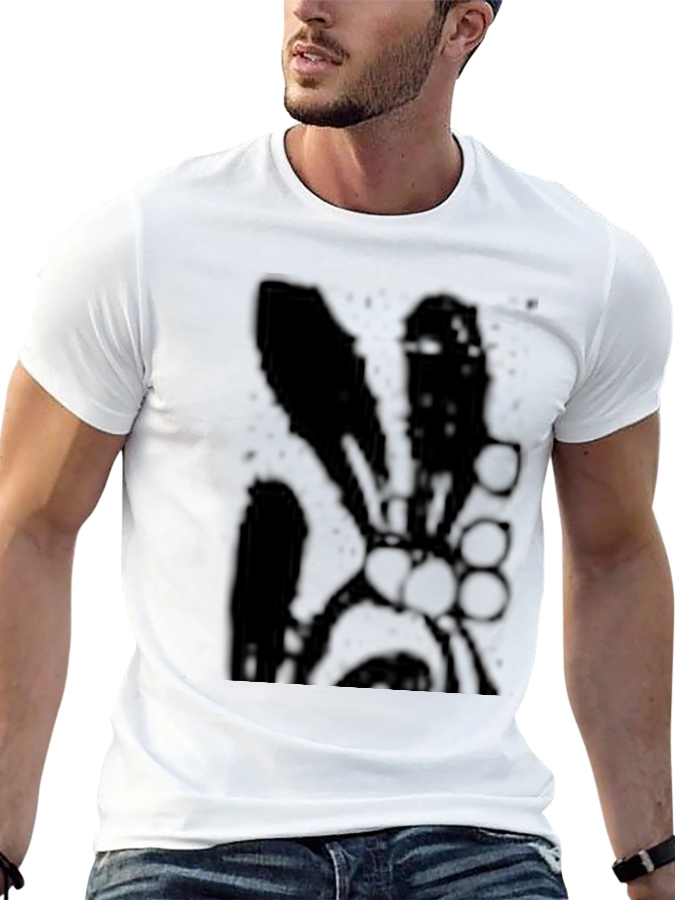 Black Graphic Print Crew Neck T-Shirt