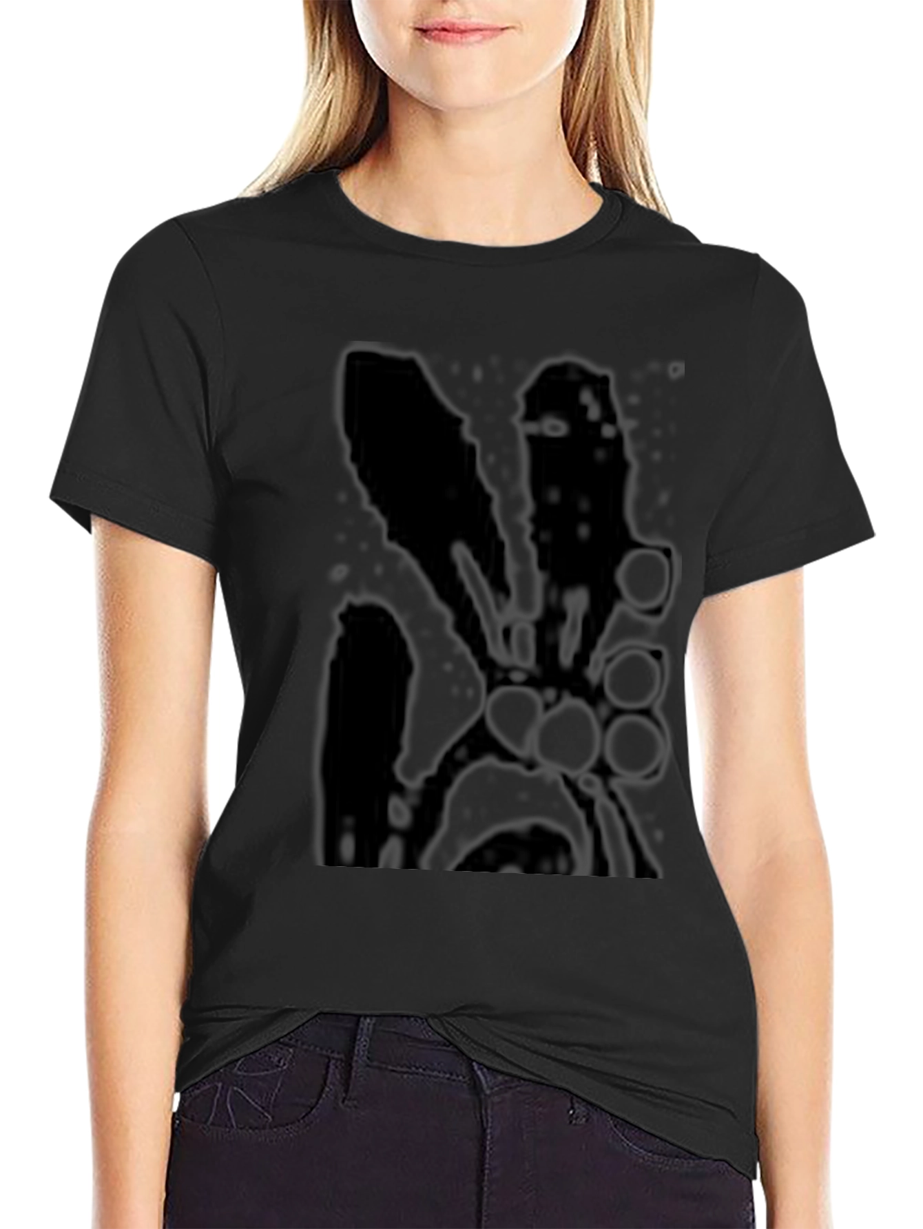 Black Graphic Print Crew Neck T-Shirt