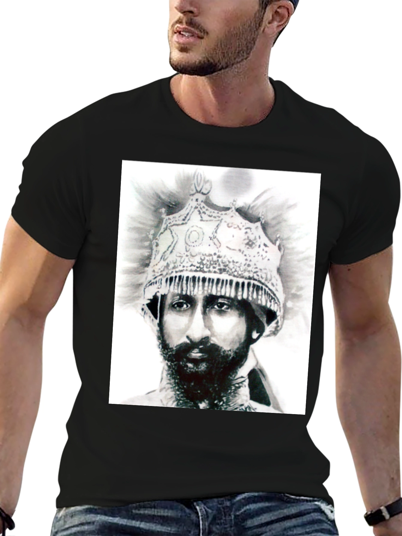 Emperor Haile Selassie T-Shirt - Black Cotton Tee