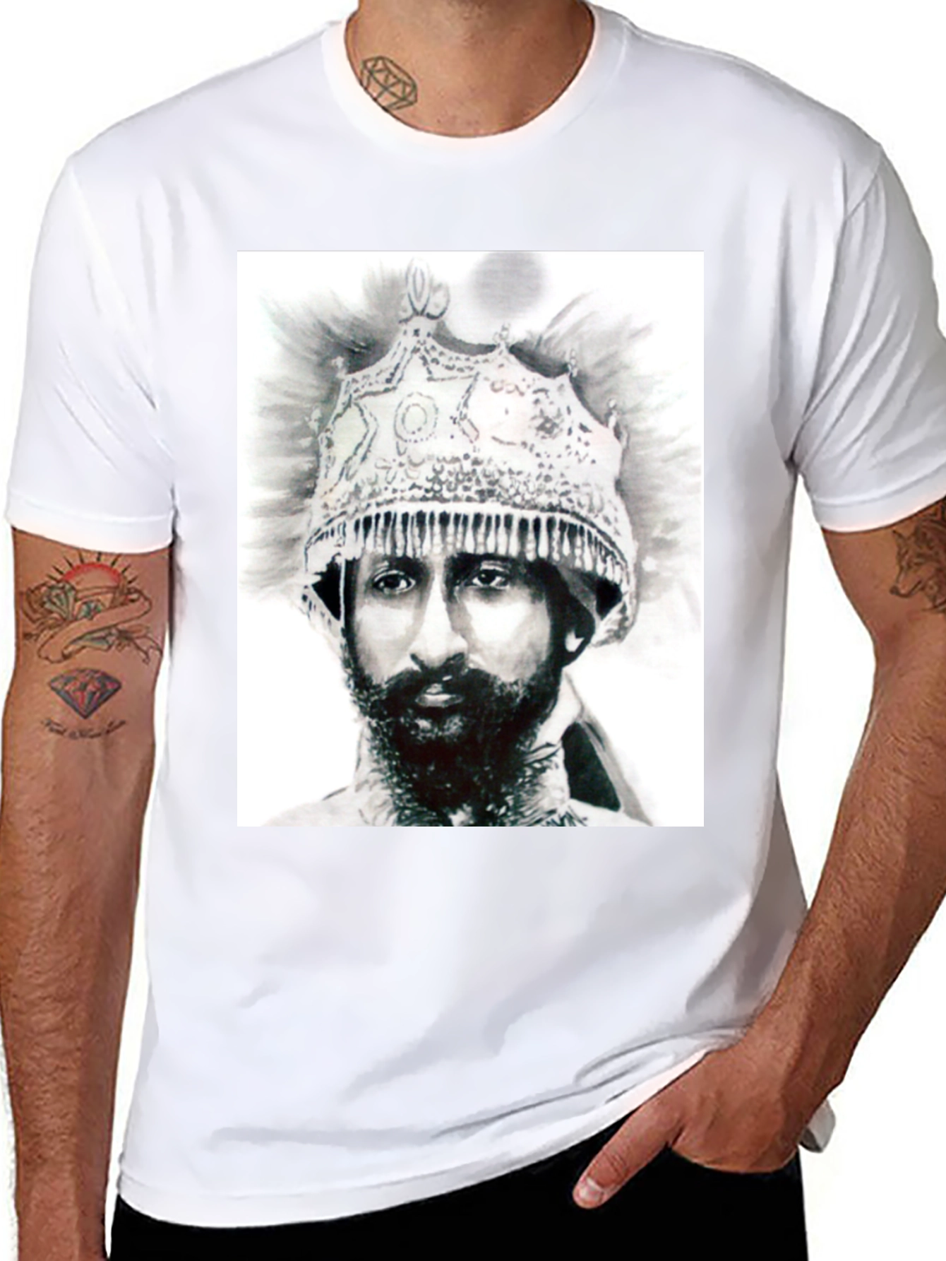 Emperor Haile Selassie T-Shirt - Black Cotton Tee