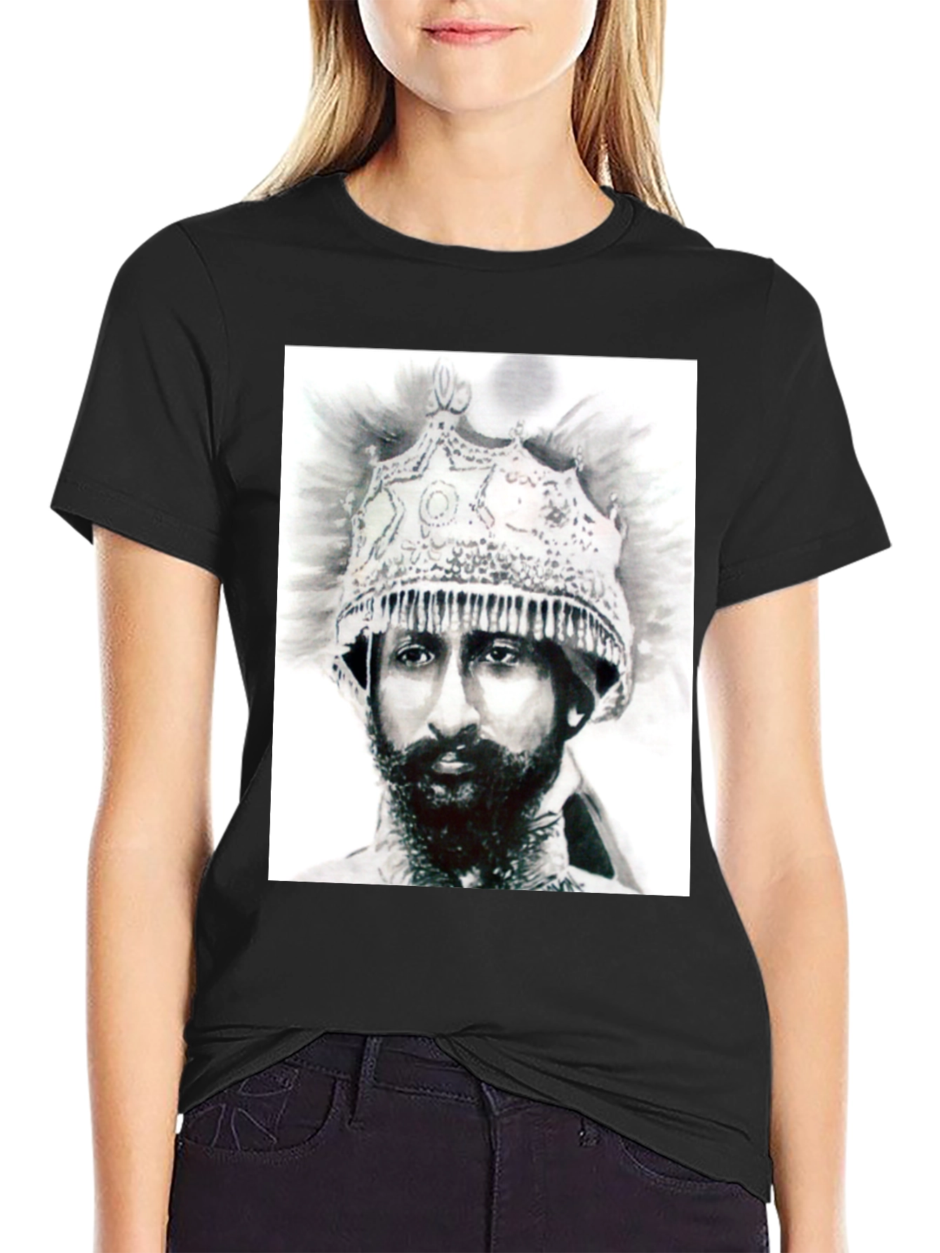 Emperor Haile Selassie T-Shirt - Black Cotton Tee