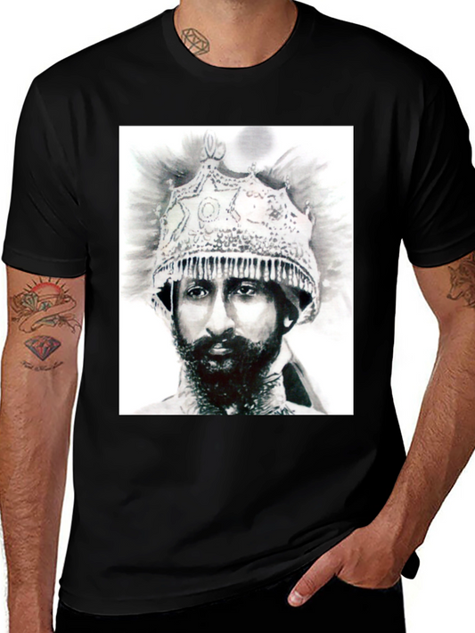 Emperor Haile Selassie T-Shirt - Black Cotton Tee