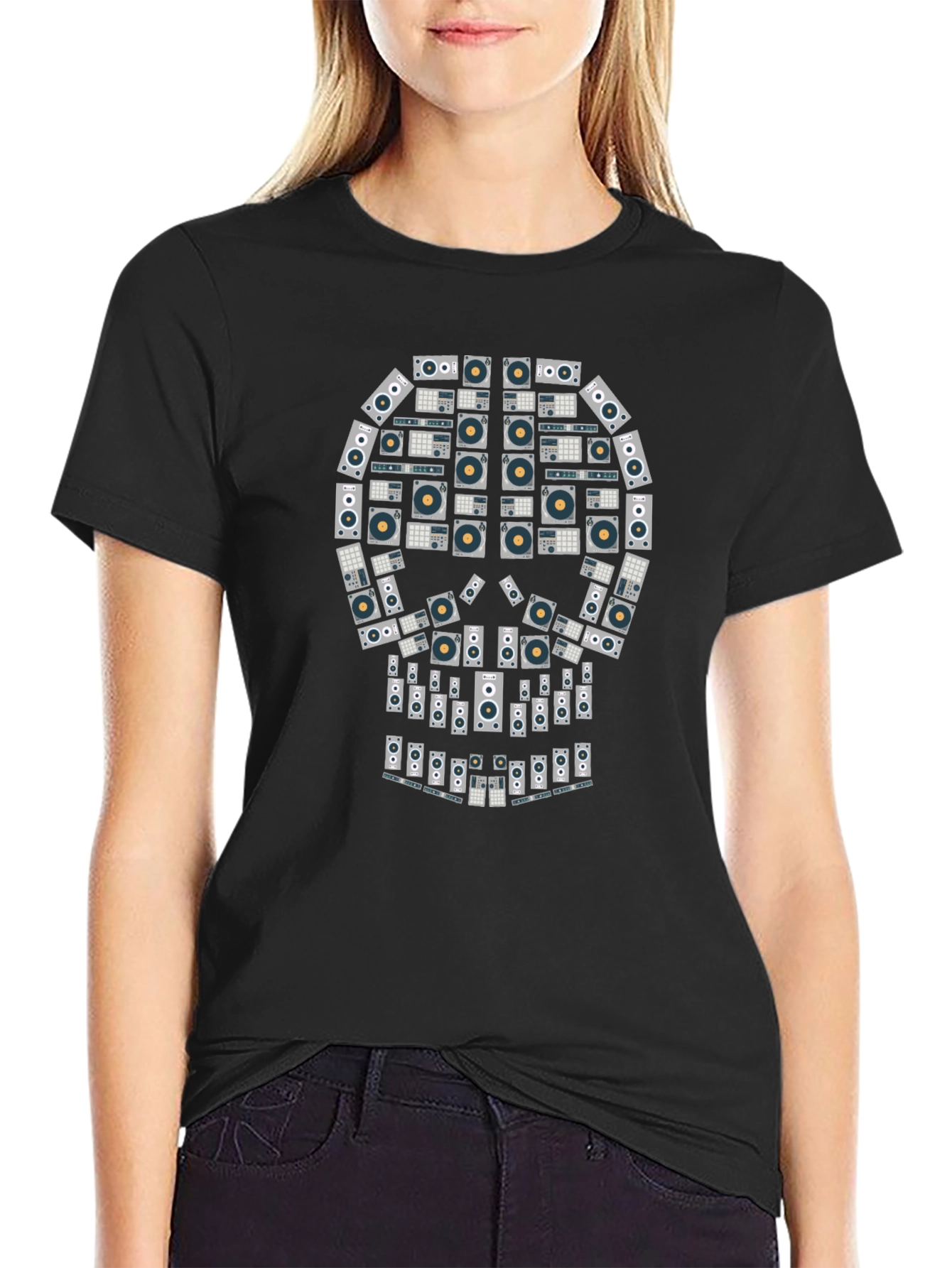 Skull Turntable Graphic Tee - DJ Music Lover T-Shirt