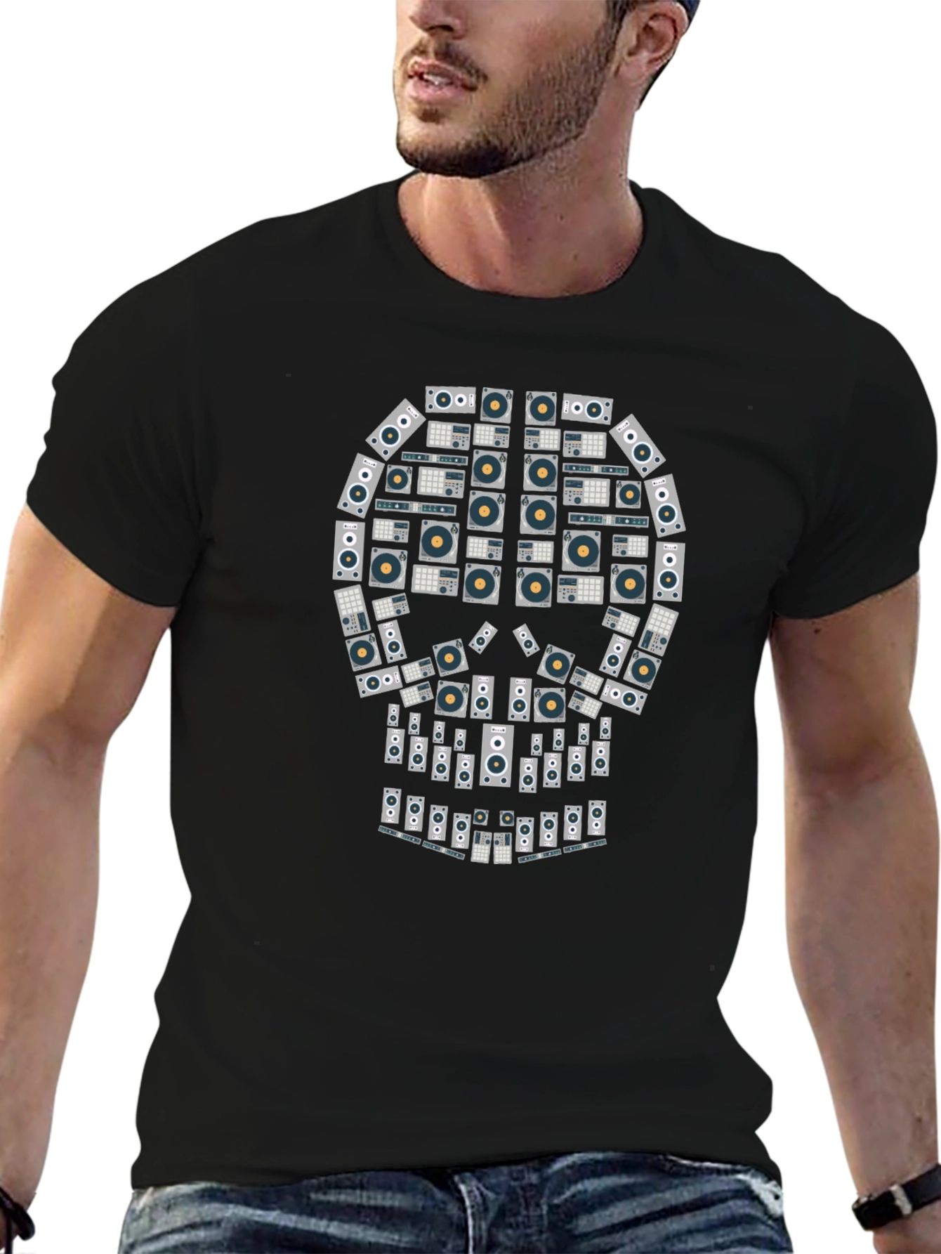 Skull Turntable Graphic Tee - DJ Music Lover T-Shirt