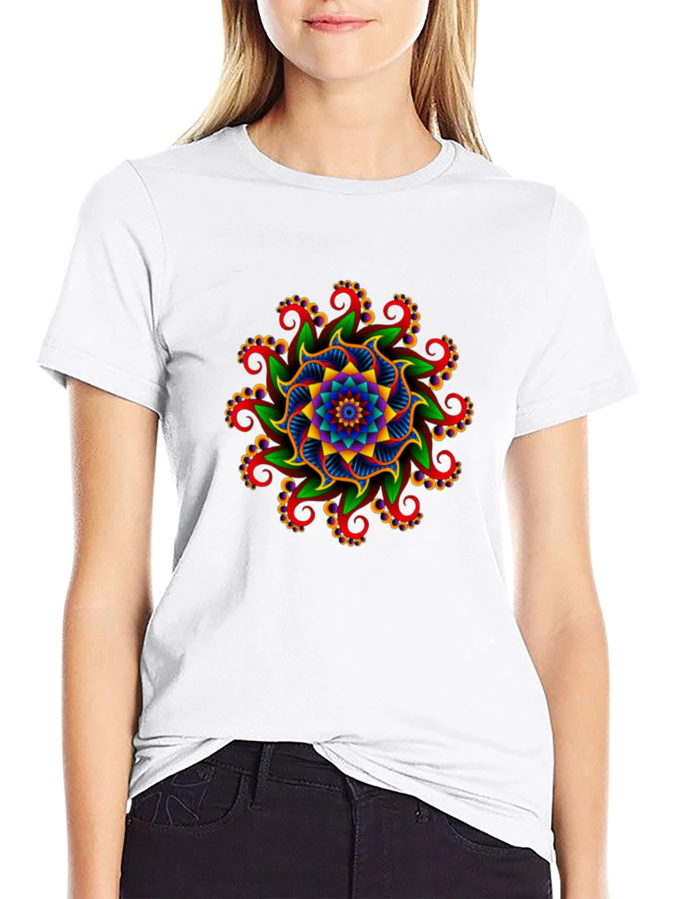Vibrant Mandala Graphic Tee - Unisex Black T-Shirt