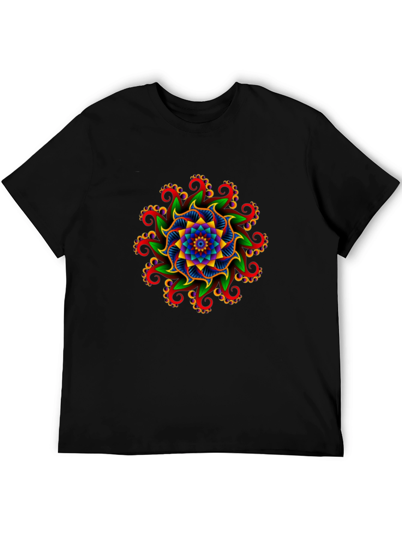 Vibrant Mandala Graphic Tee - Unisex Black T-Shirt
