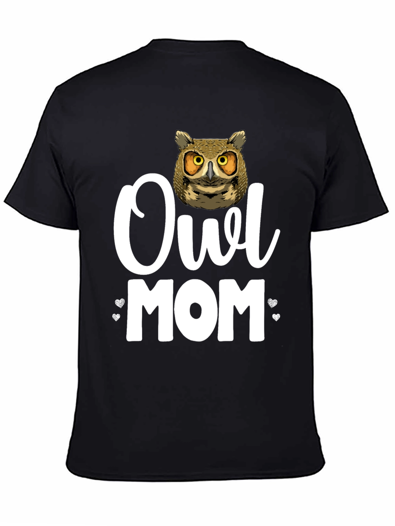 Owl Mom Graphic T-Shirt - Black