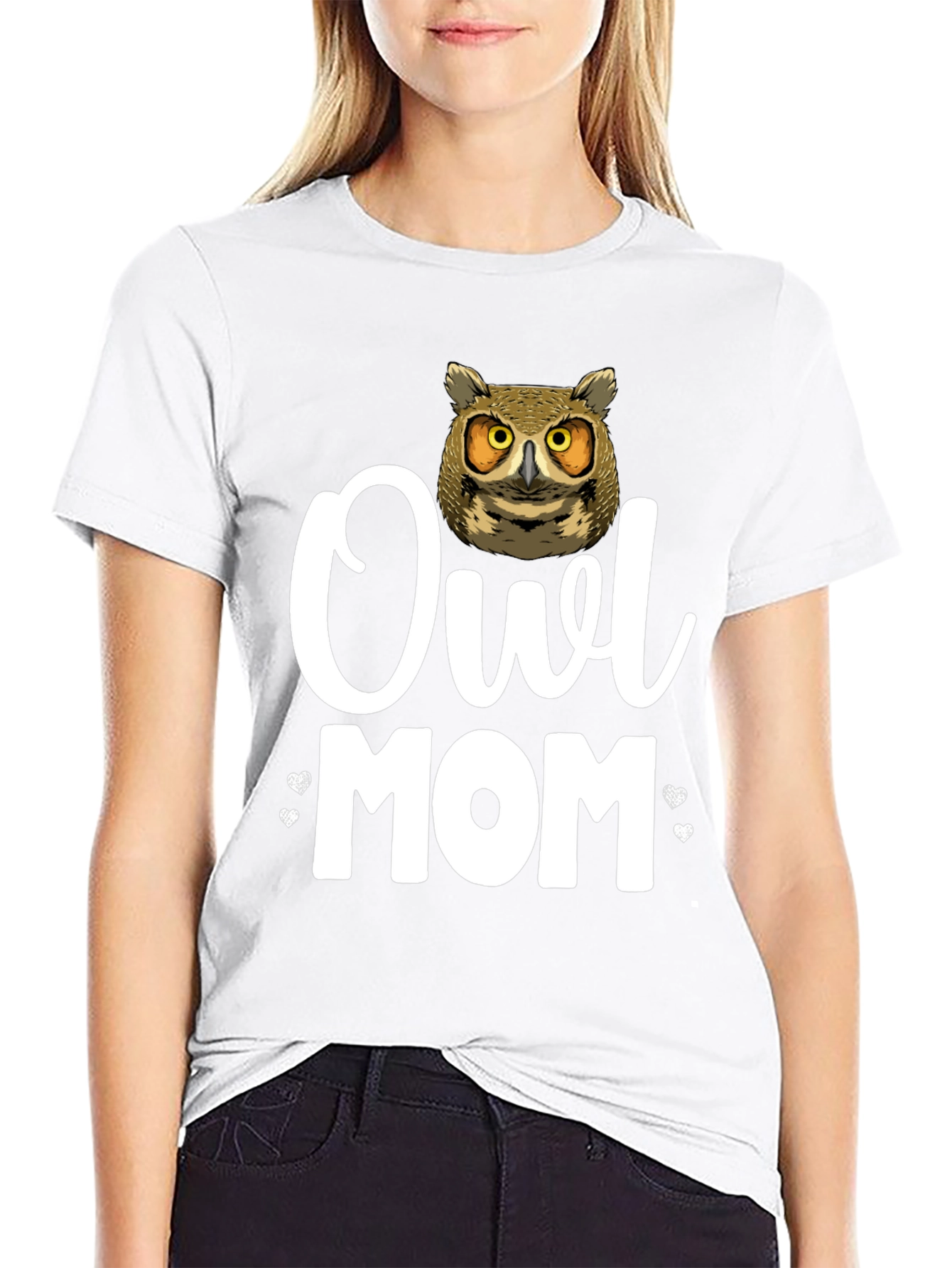 Owl Mom Graphic T-Shirt - Black