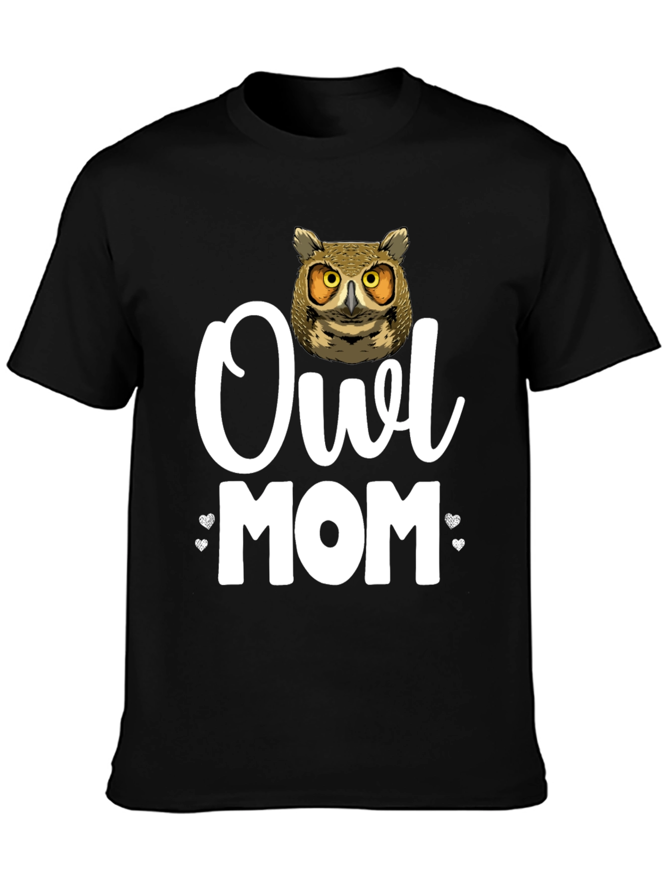 Owl Mom Graphic T-Shirt - Black