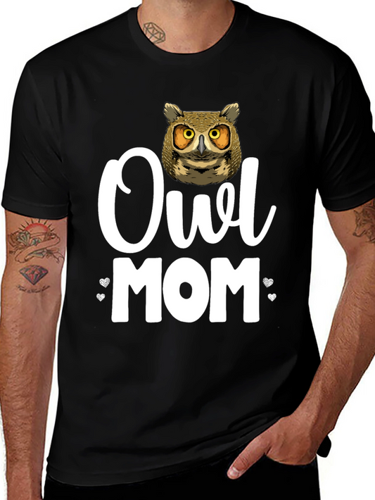Owl Mom Graphic T-Shirt - Black