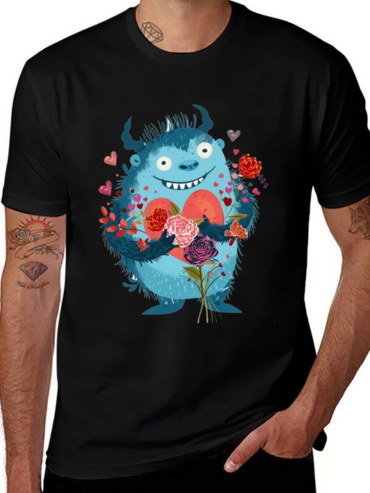 Monster Love T-Shirt - Heart & Flowers Graphic Tee