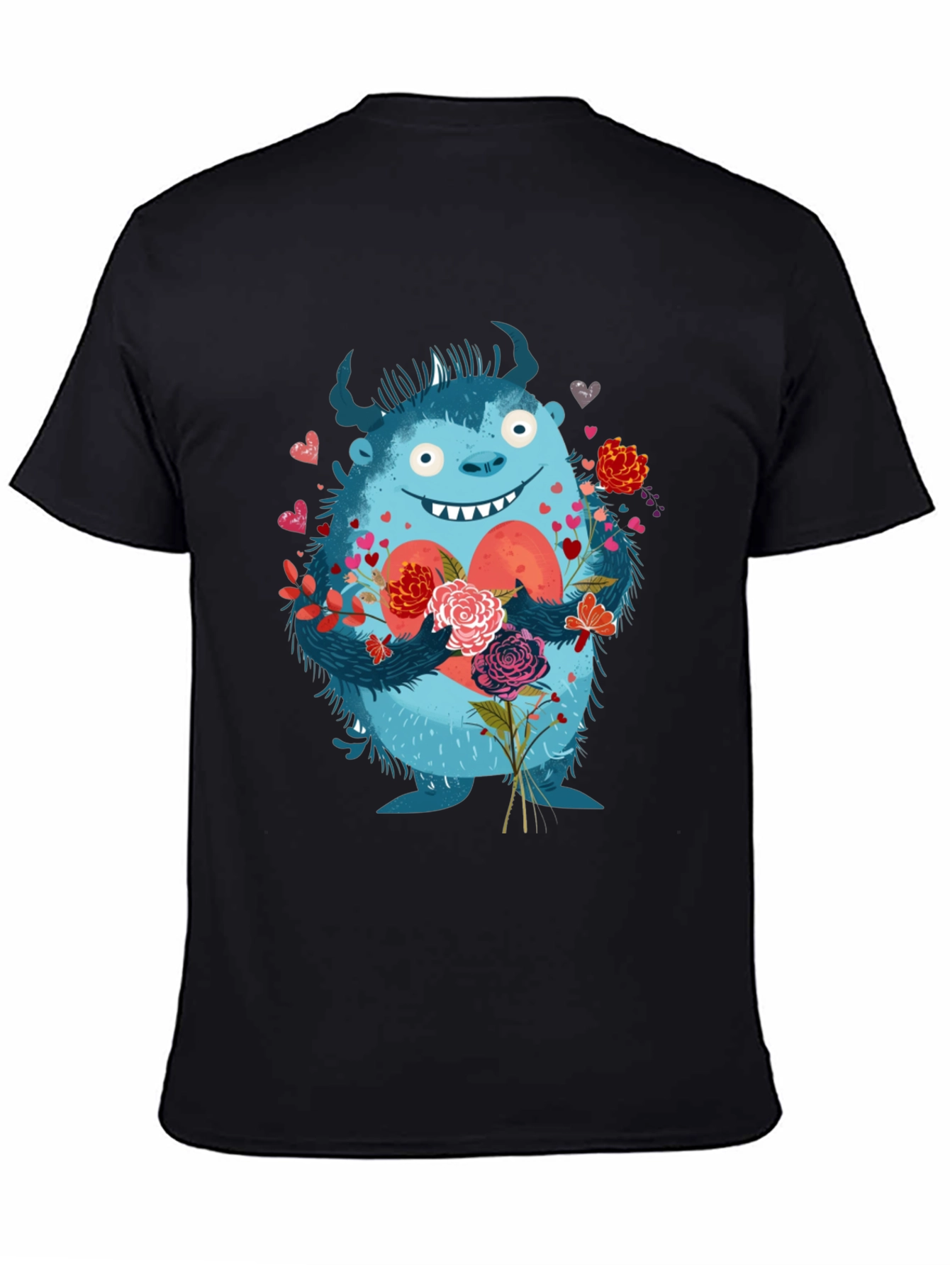 Monster Love T-Shirt - Heart & Flowers Graphic Tee