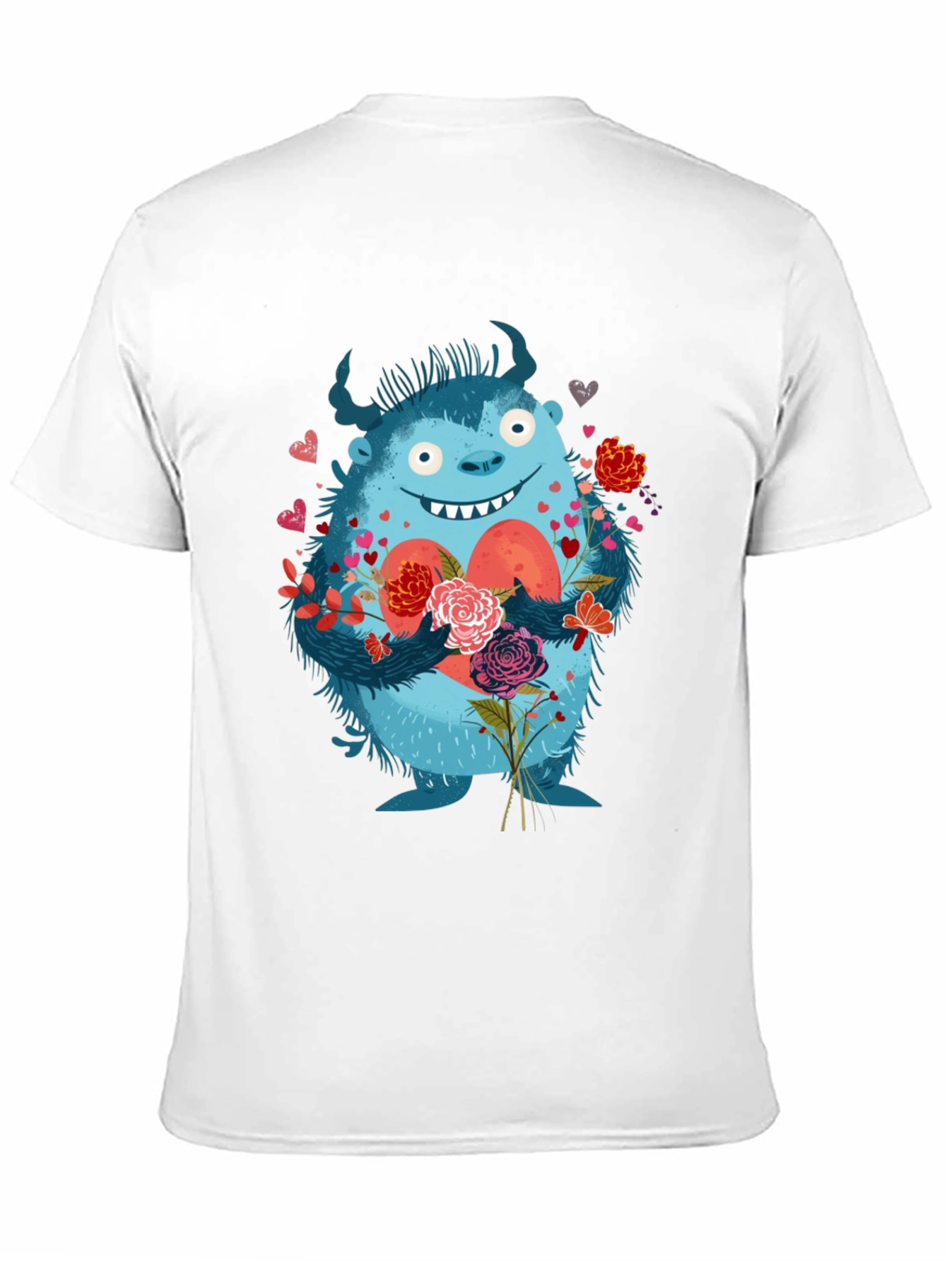 Monster Love T-Shirt - Heart & Flowers Graphic Tee