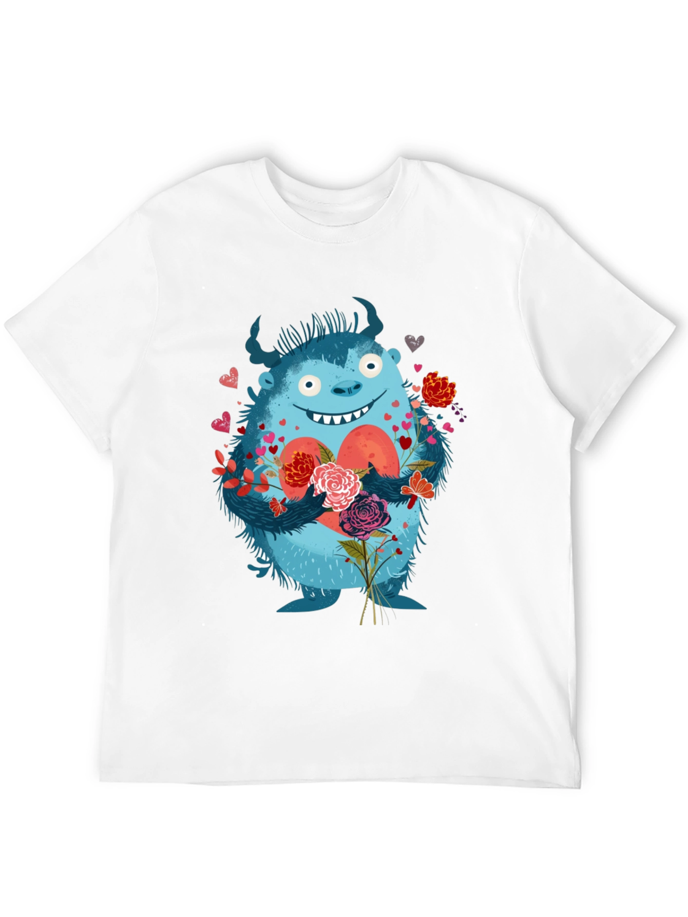 Monster Love T-Shirt - Heart & Flowers Graphic Tee