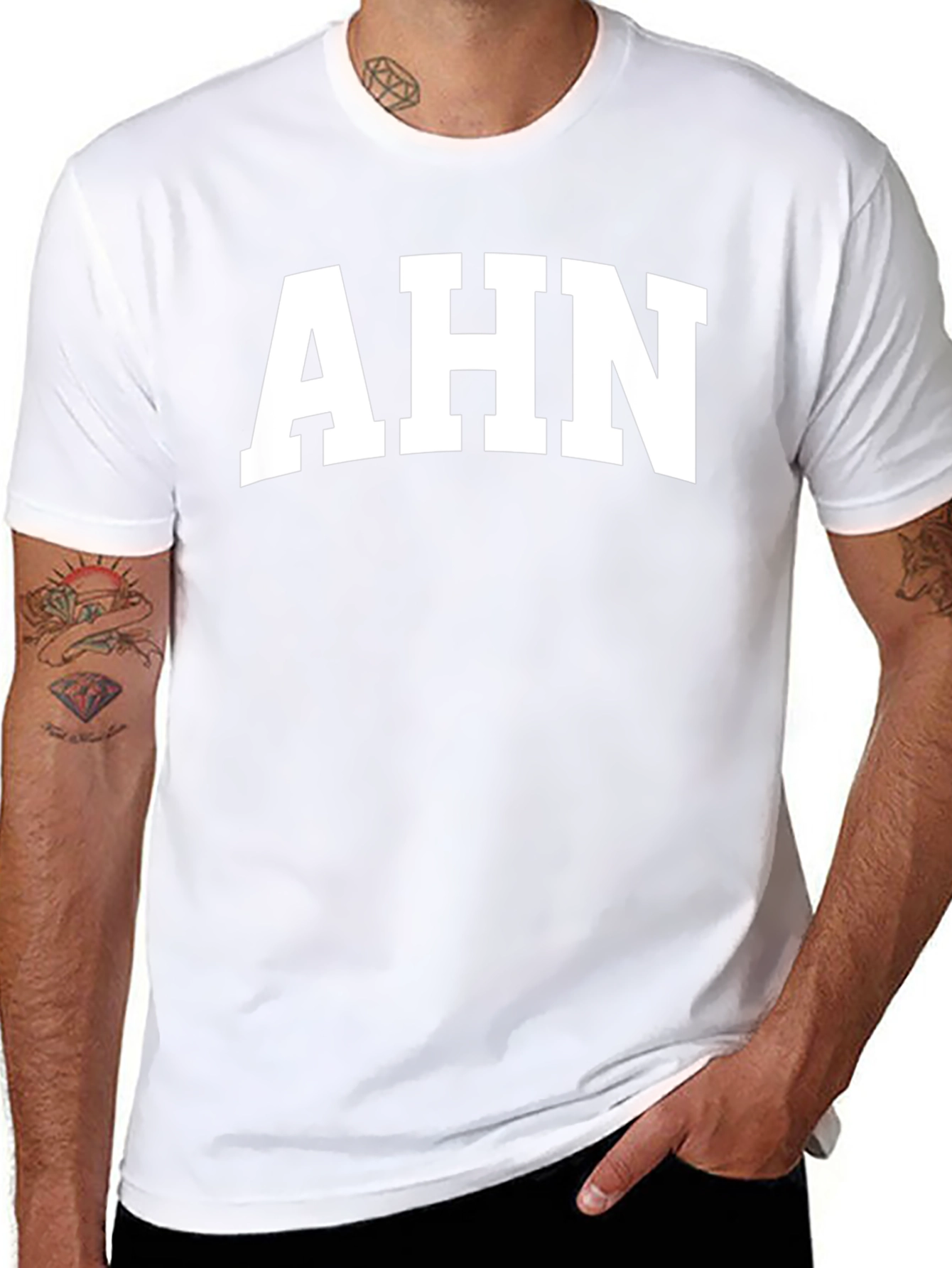 AHN Bold White Print Black T-Shirt