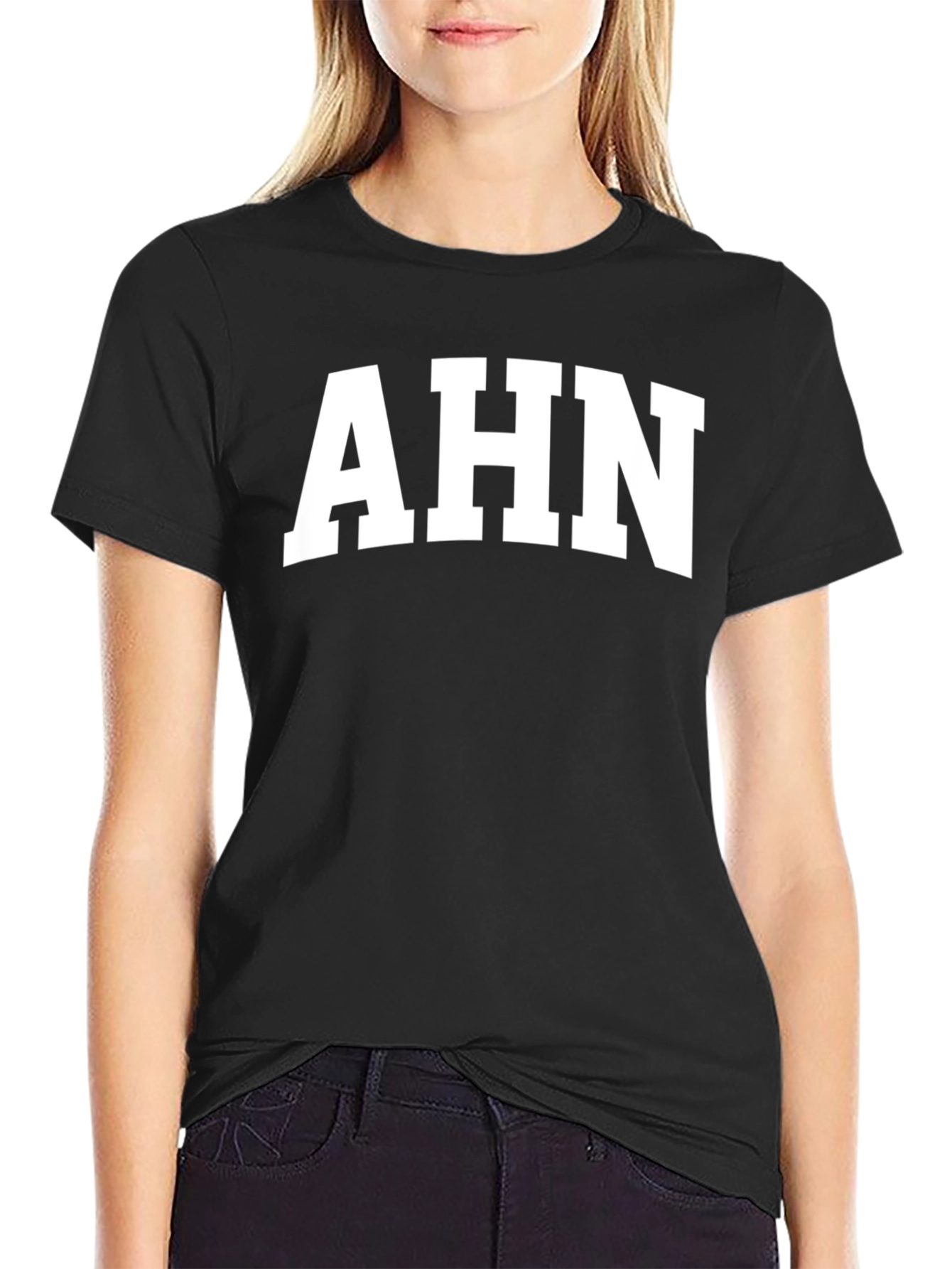 AHN Bold White Print Black T-Shirt