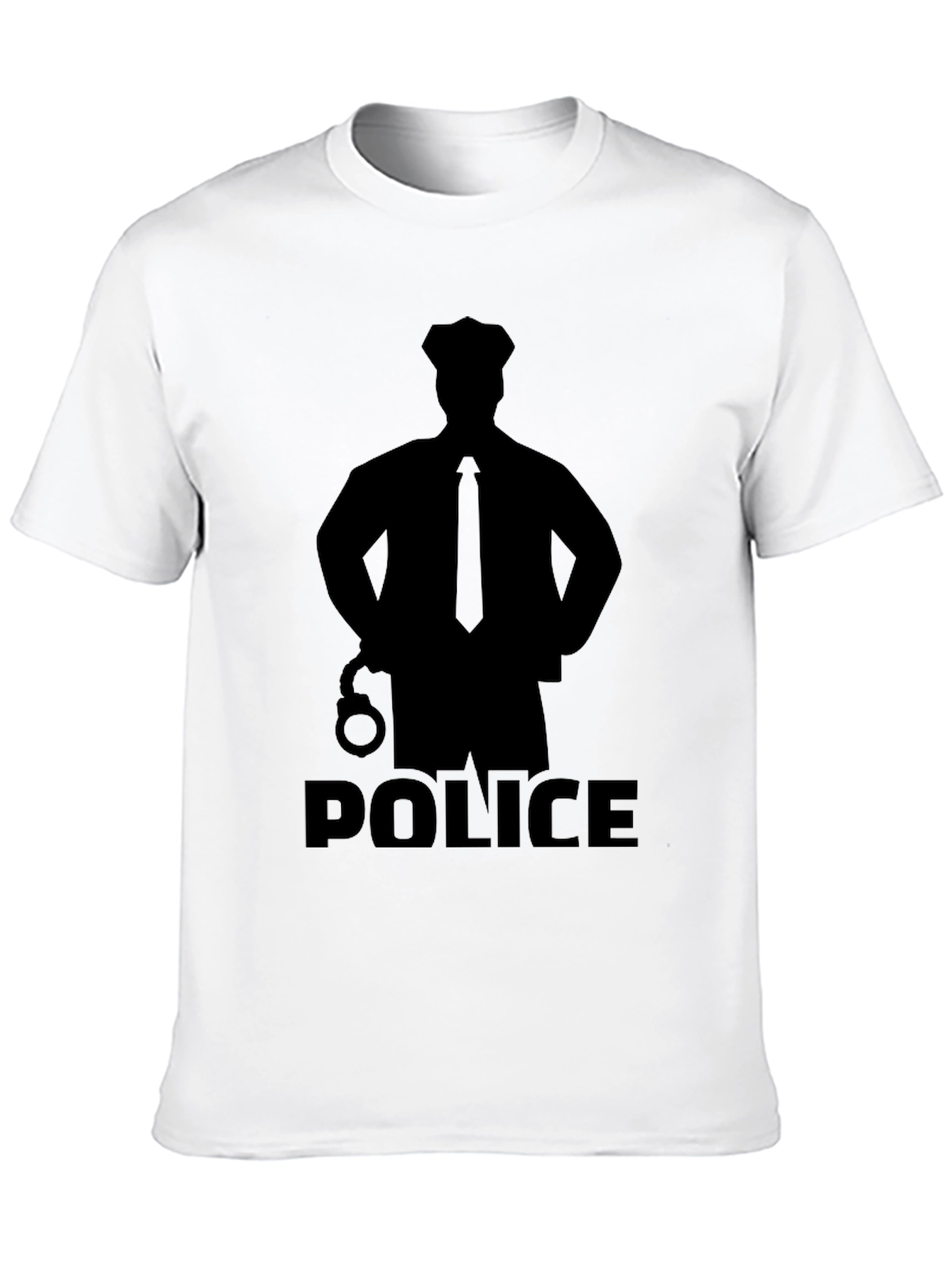 Police Silhouette Graphic T-Shirt - Black