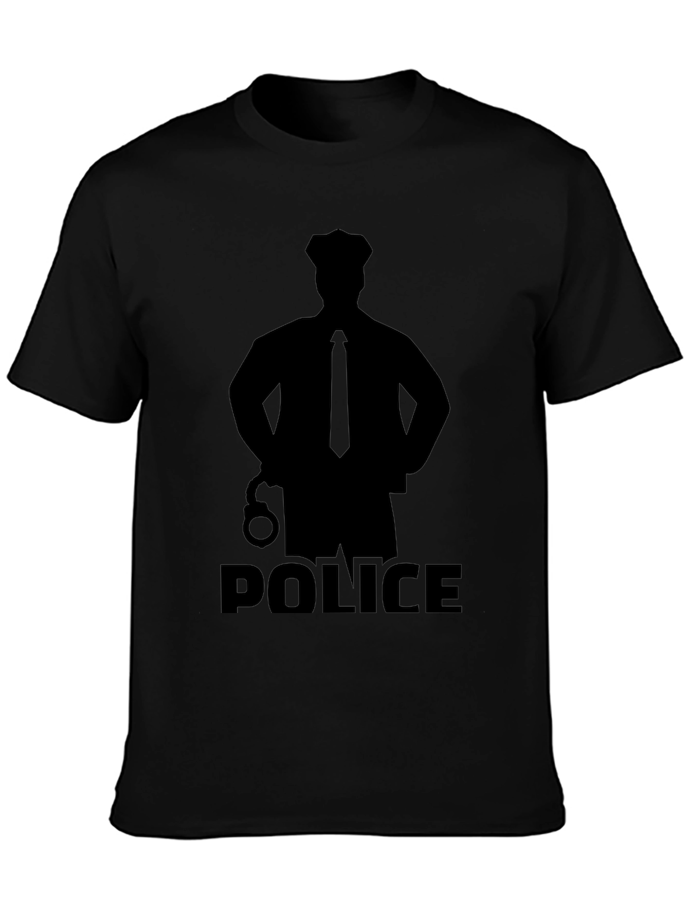 Police Silhouette Graphic T-Shirt - Black