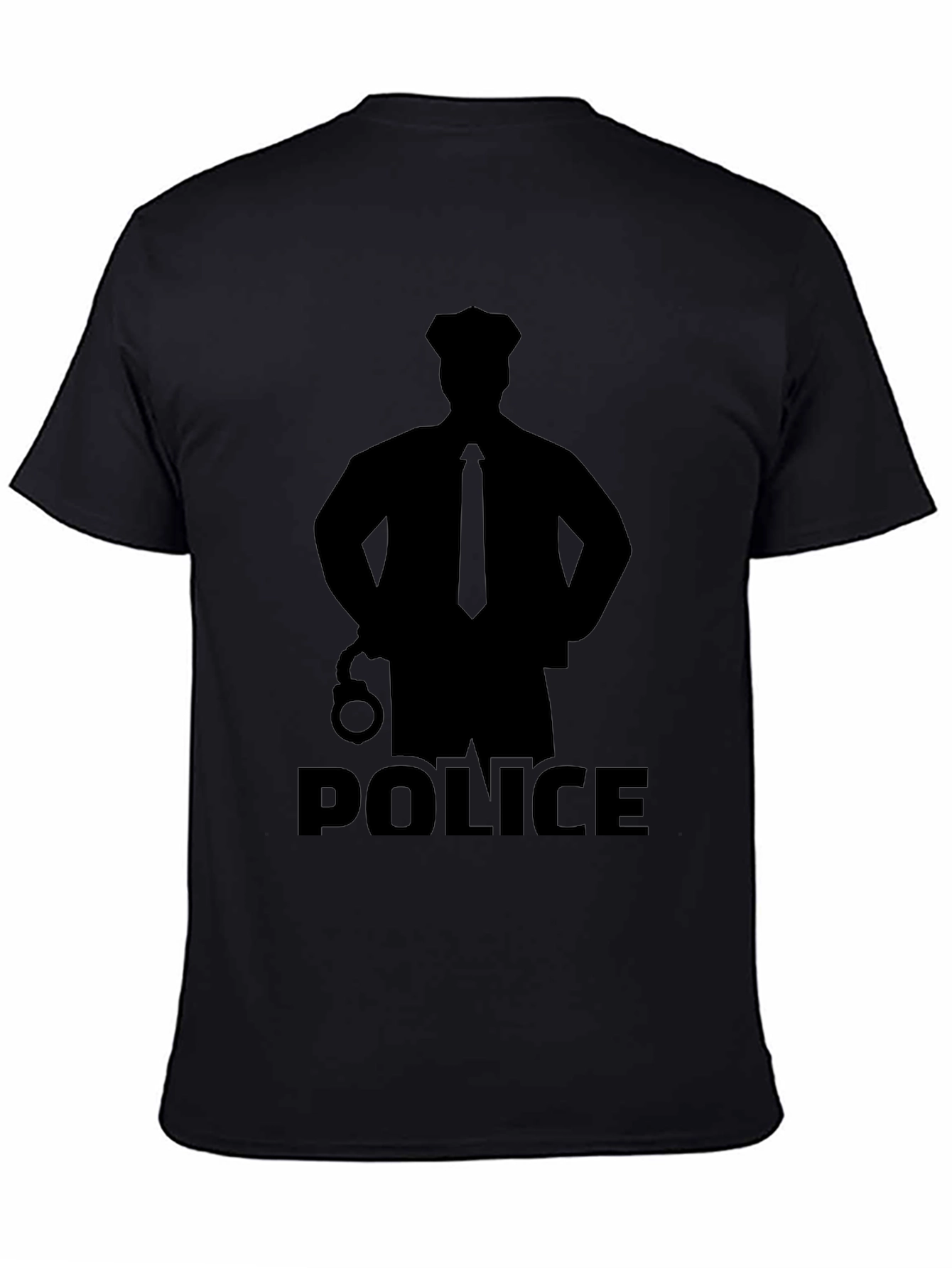 Police Silhouette Graphic T-Shirt - Black