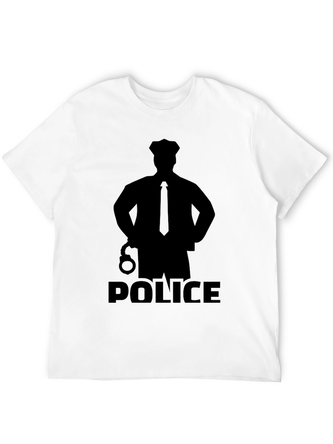Police Silhouette Graphic T-Shirt - Black