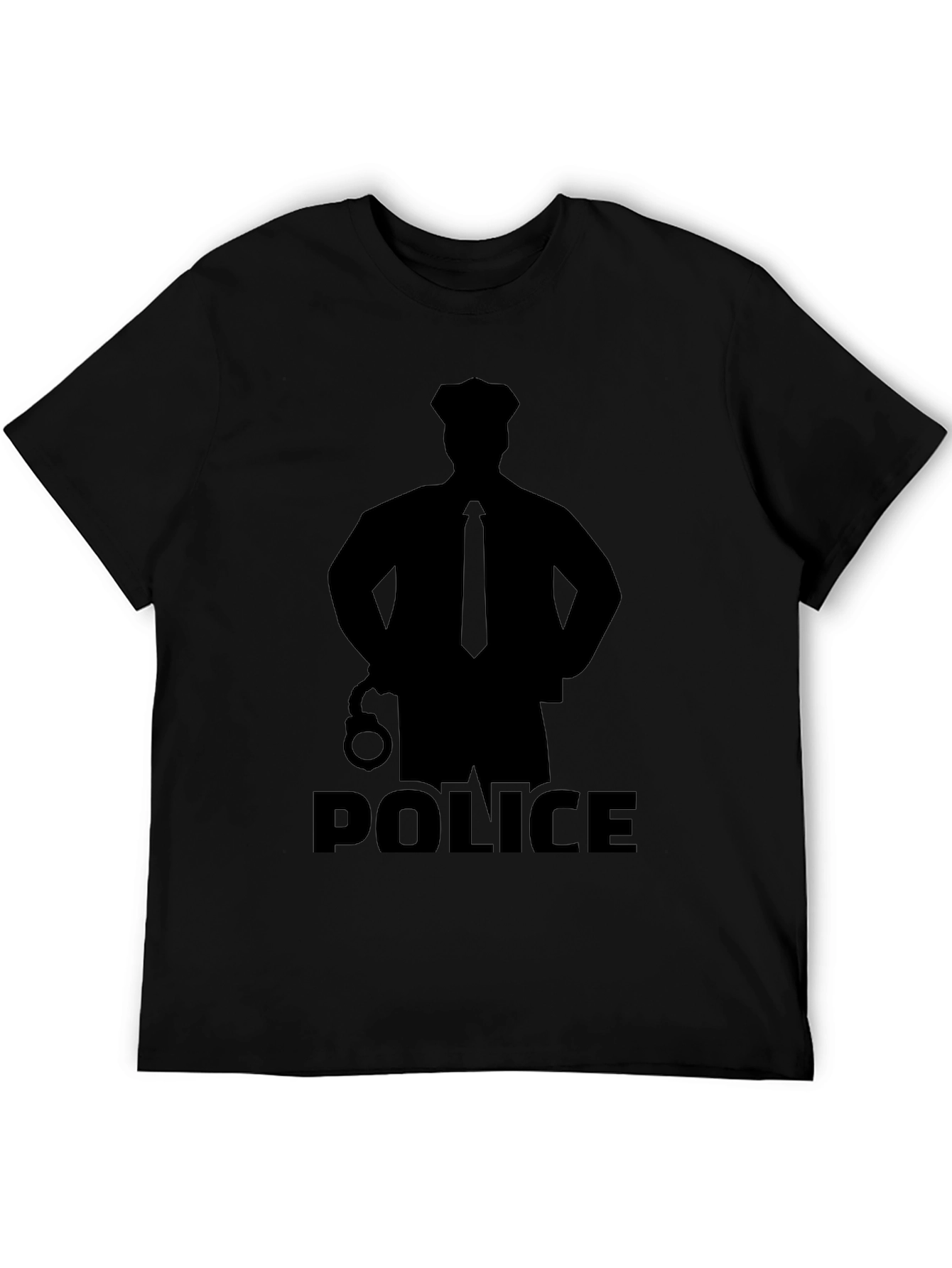 Police Silhouette Graphic T-Shirt - Black