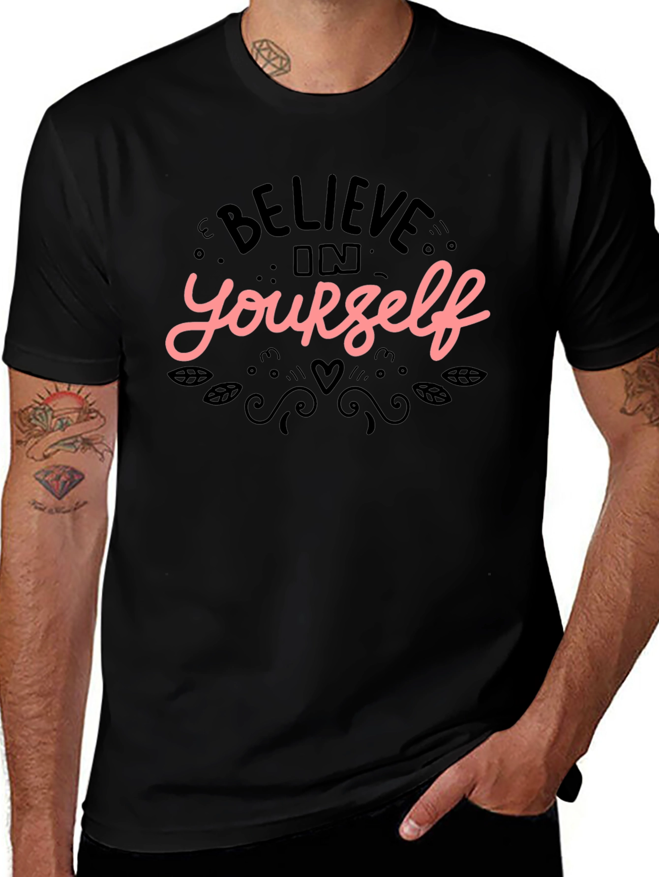 Believe In Yourself Graphic Black T-Shirt