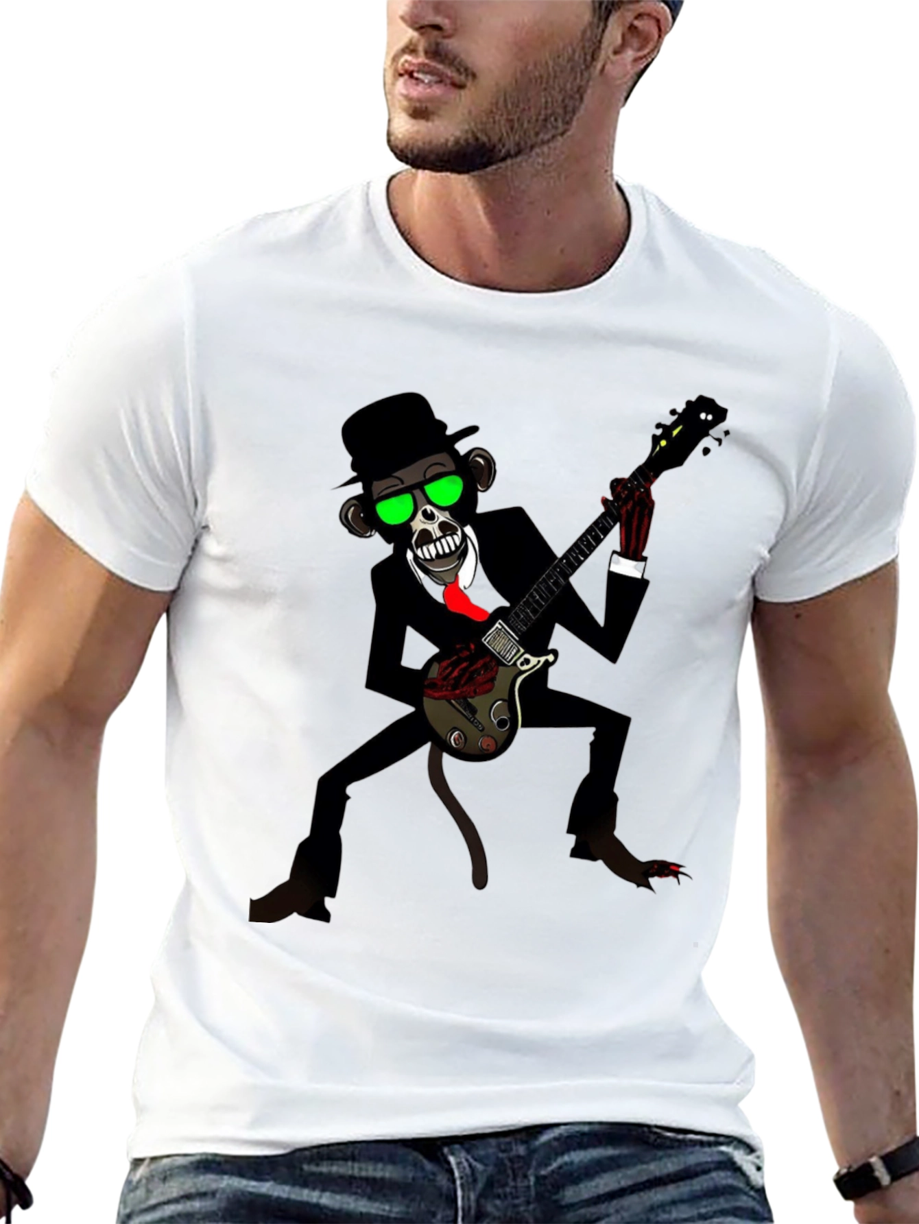 Cool Monkey Guitarist Graphic Tee