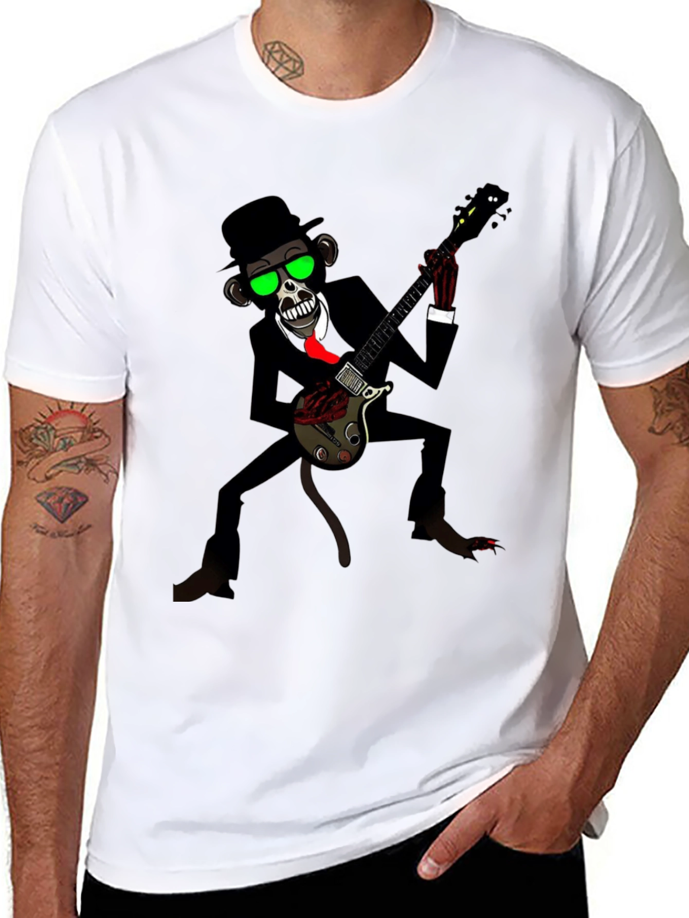 Cool Monkey Guitarist Graphic Tee